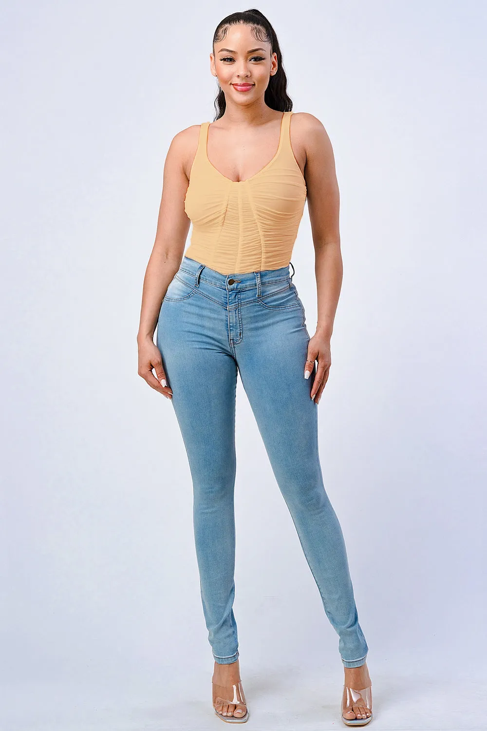 SUPER STRETCH RUCHED ROUND NECK BODYSUIT sold by privy product image thumbnail 4