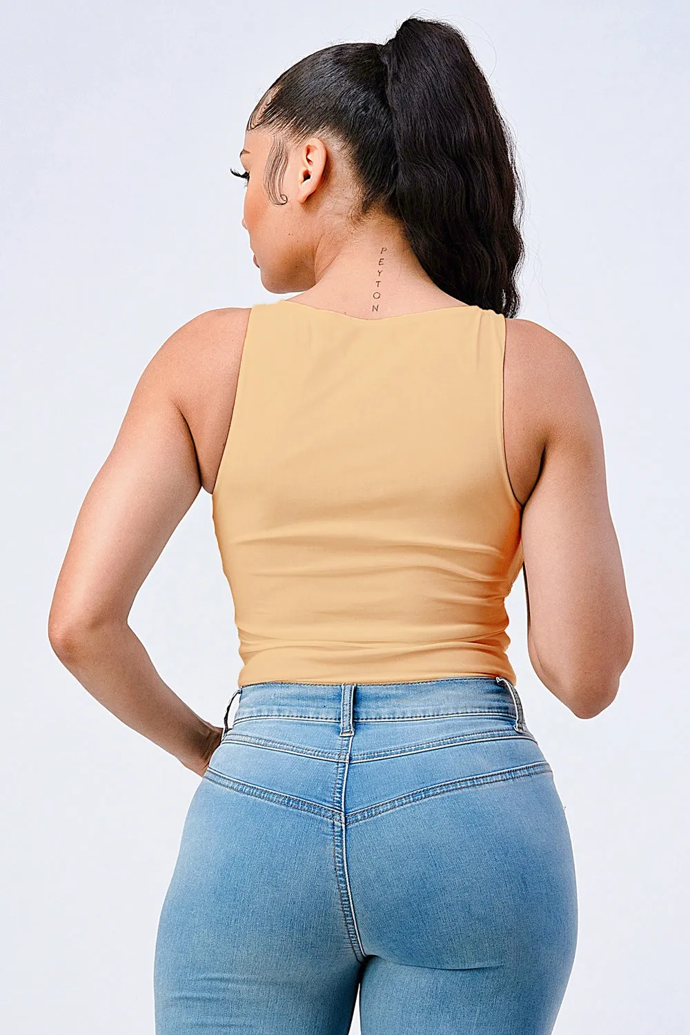 SUPER STRETCH RUCHED ROUND NECK BODYSUIT sold by privy product image thumbnail 3