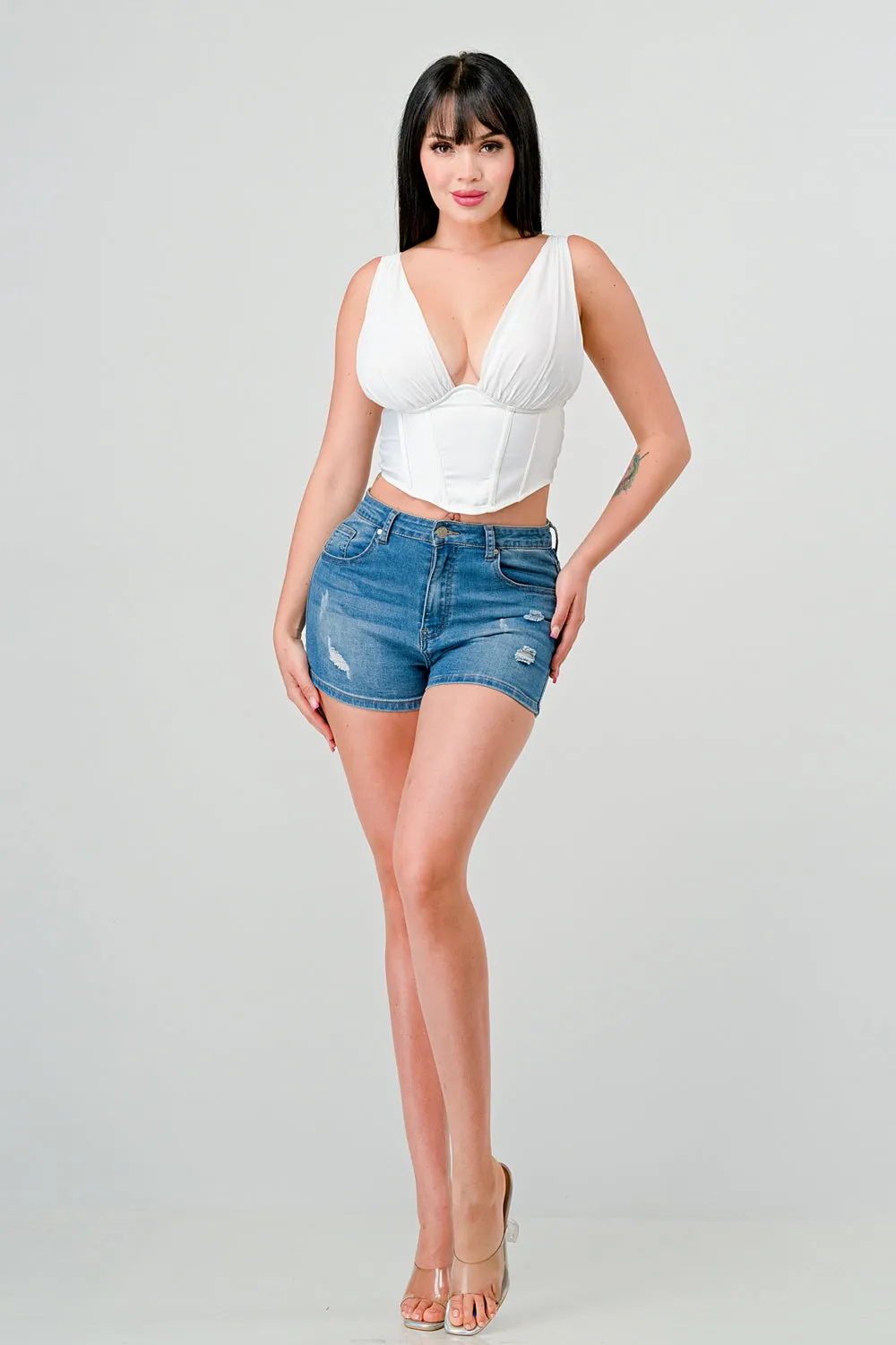 SEXY MATTE SATIN PLUNGE CORSET BUSTIER TOP sold by privy product image thumbnail 4