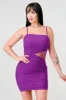 MESH EMBELLISHED SIDE CUTOUT BODYCON MINI DRESS sold by privy