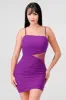 MESH EMBELLISHED SIDE CUTOUT BODYCON MINI DRESS sold by privy