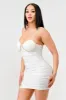 LUXE PEARL SWEETHEART SLEEVELESS RUCHED MINI DRESS sold by privy