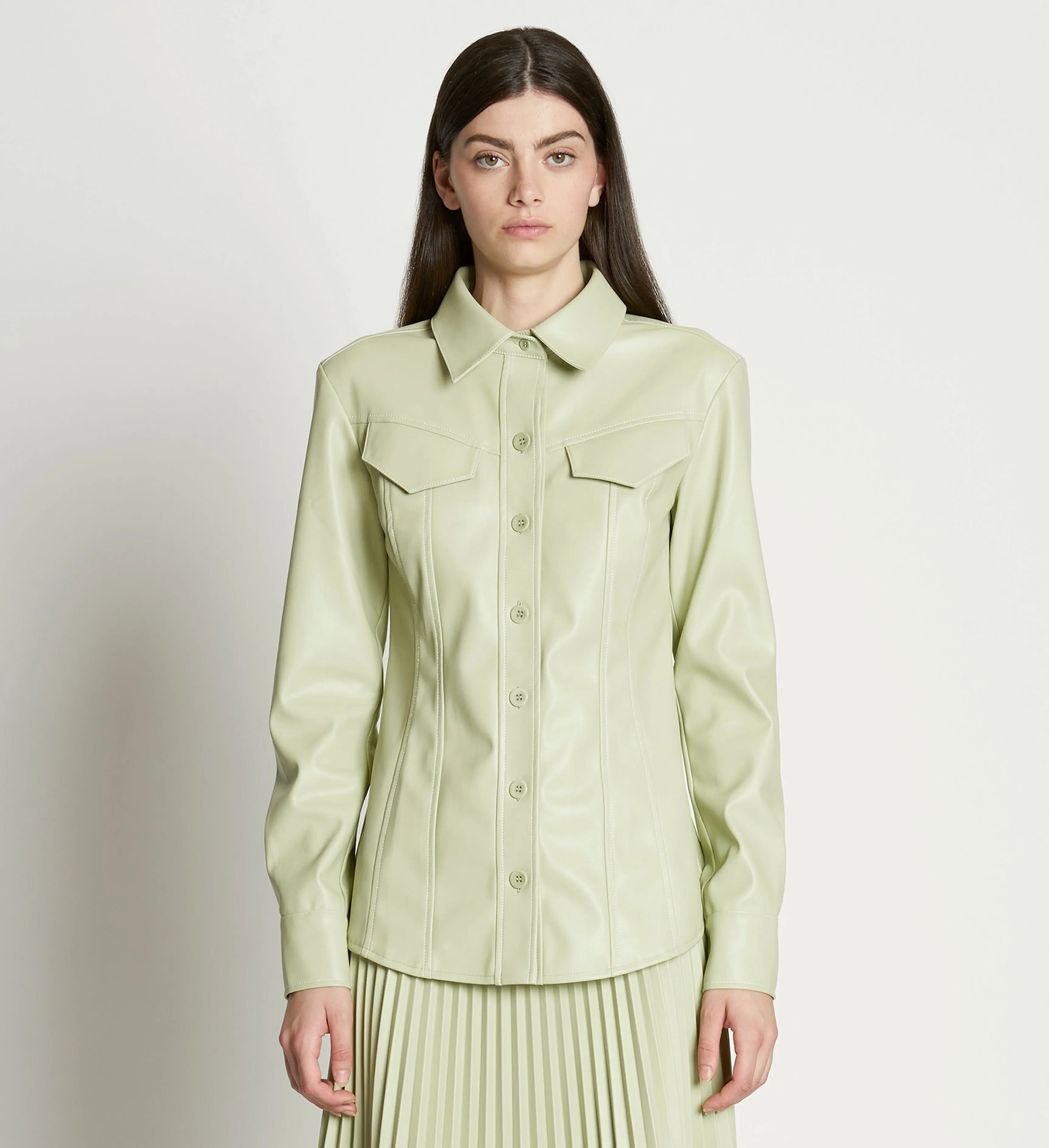 Faux Leather Tapered Shirt sold by Proenza Schouler product image thumbnail 2