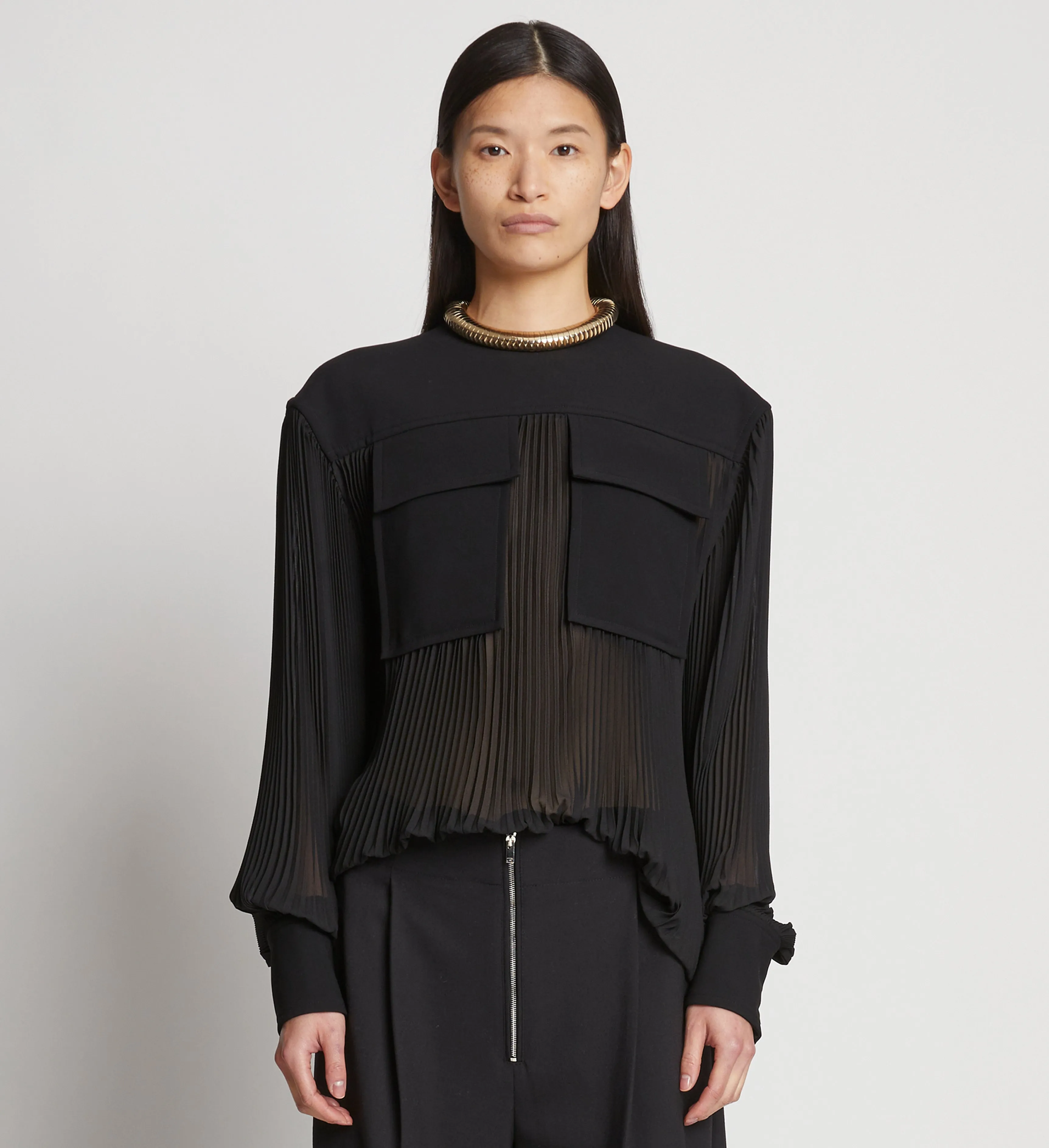 Sheer Pleated Flou Top - BLACK sold by Proenza Schouler product image thumbnail 2