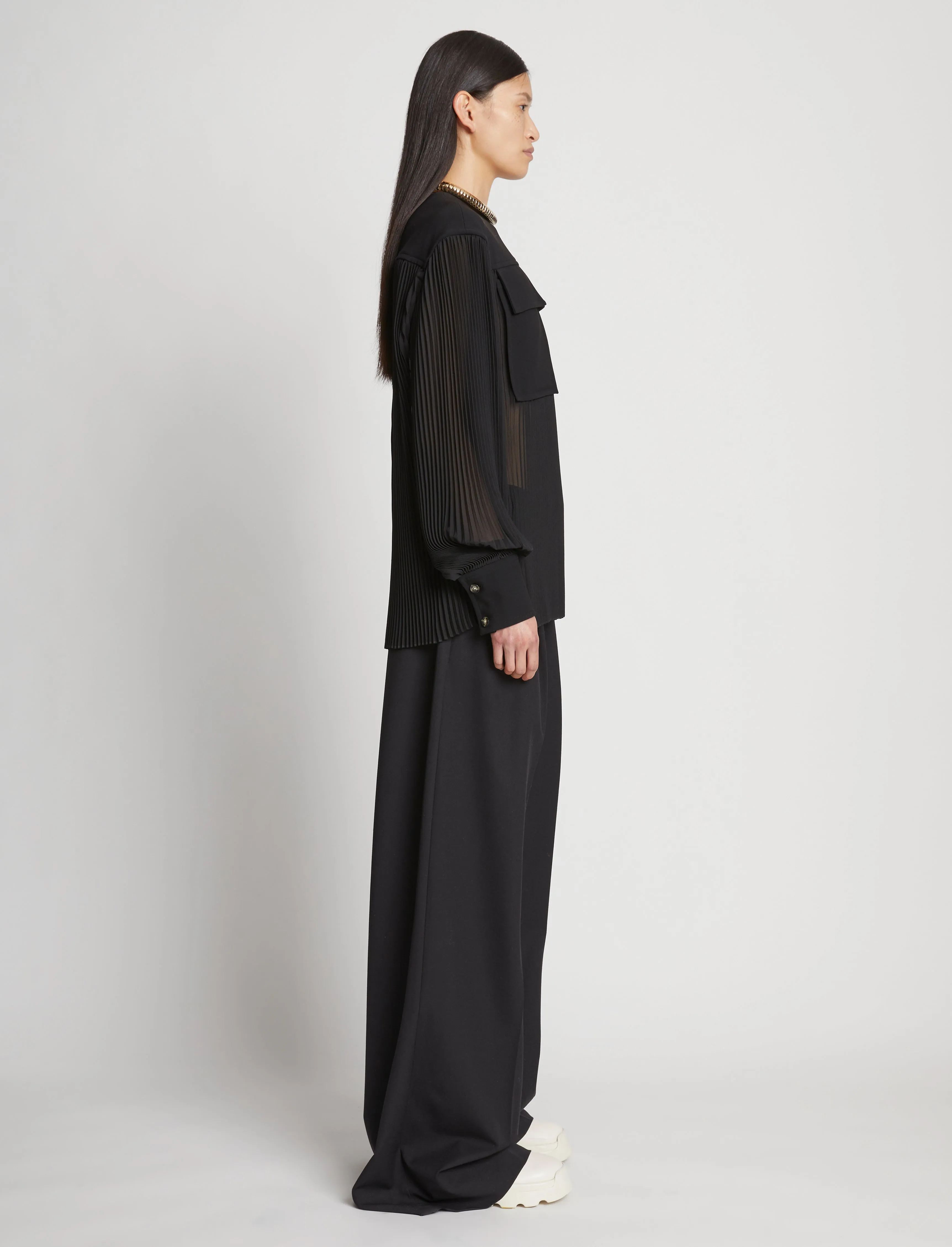 Sheer Pleated Flou Top - BLACK sold by Proenza Schouler product image thumbnail 4