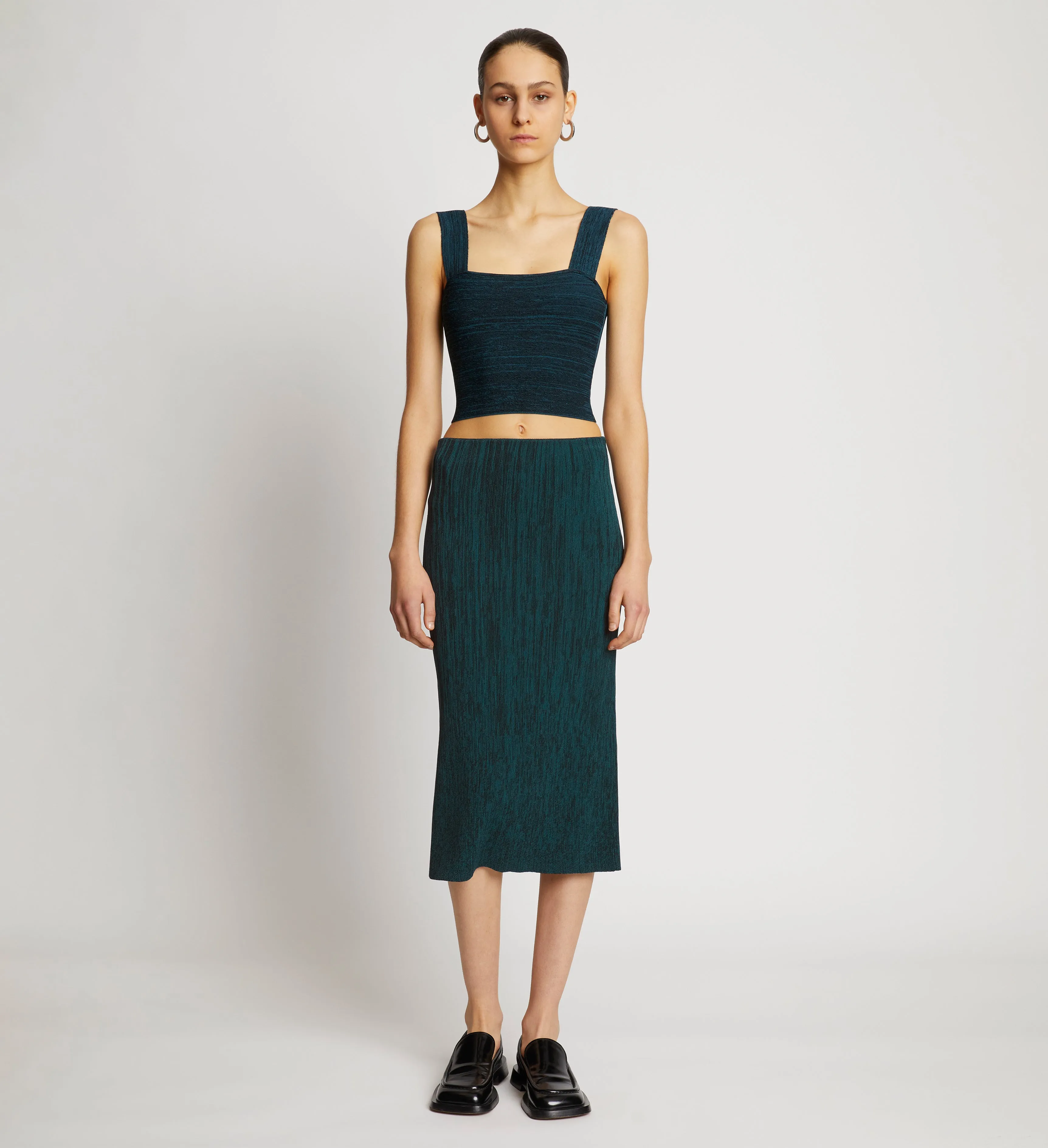 Melange Knit Midi Skirt - BLACK/DUSTY BLUE sold by Proenza Schouler