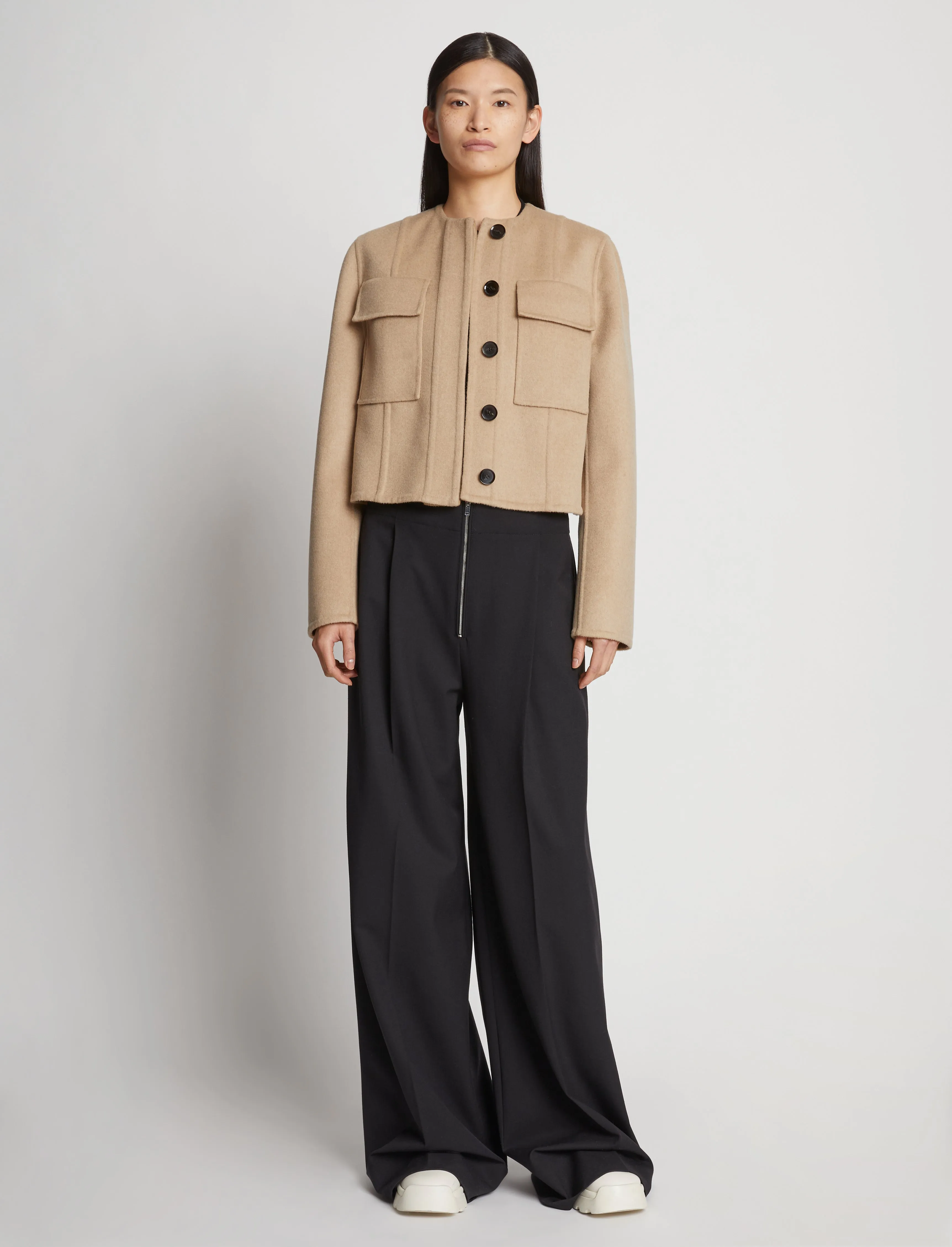 Eco Wool Double Face Crop Jacket - CAMEL MULTI sold by Proenza Schouler product image thumbnail 3