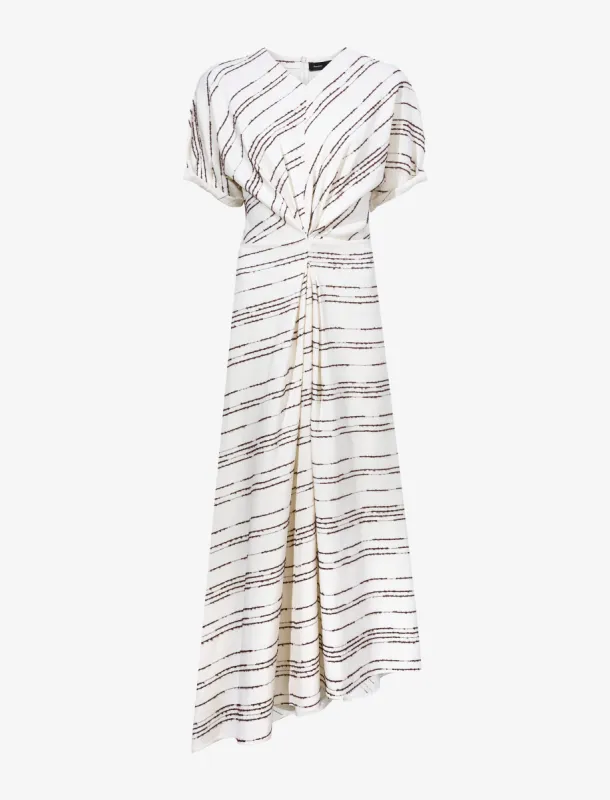 Vivienne Asymmetrical Dress in Textured Stripe Flou made by Proenza Schouler