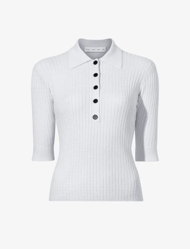Sera Knit Polo in Micro Cable sold by Proenza Schouler