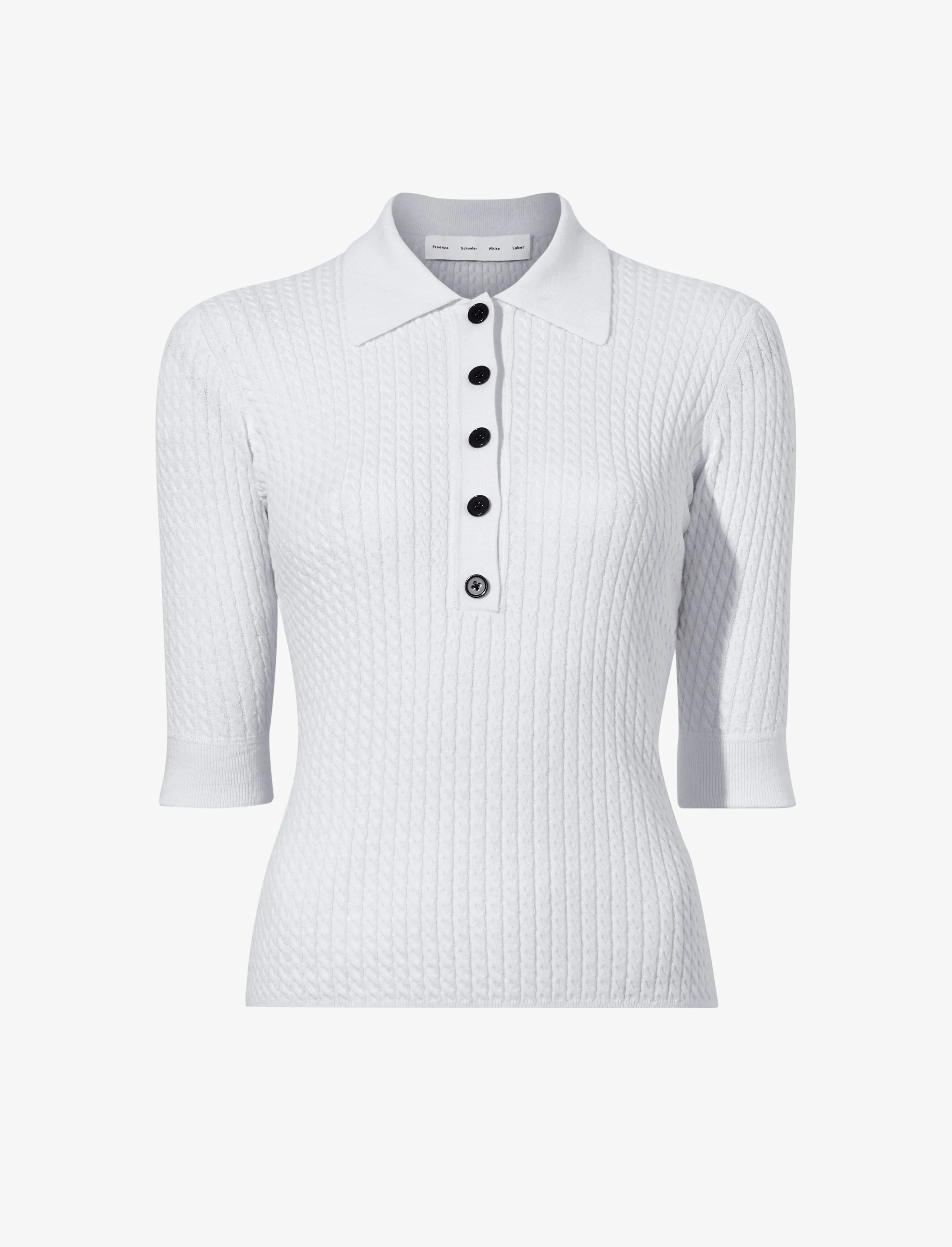 Sera Knit Polo in Micro Cable sold by Proenza Schouler
