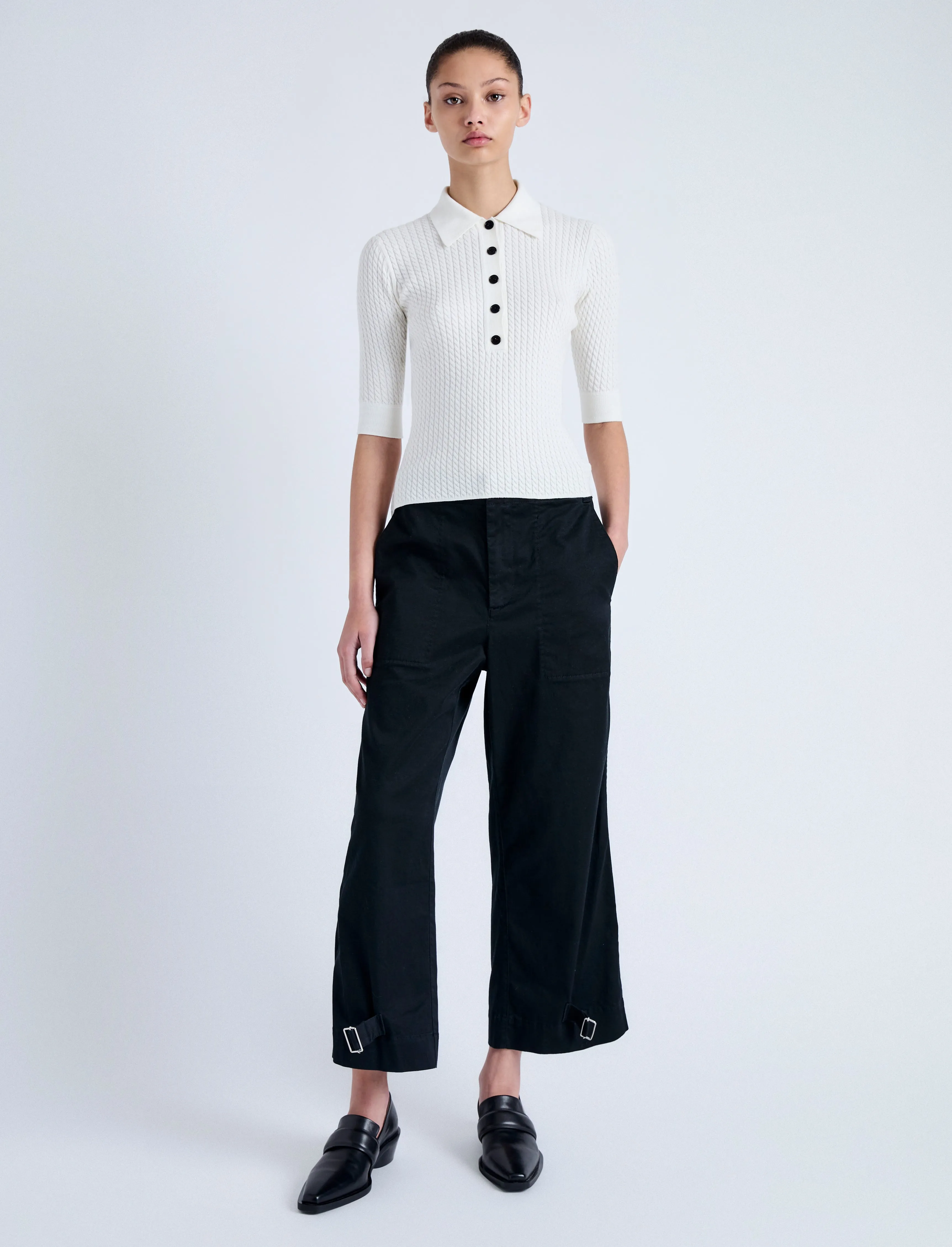 Sera Knit Polo in Micro Cable sold by Proenza Schouler product image thumbnail 3