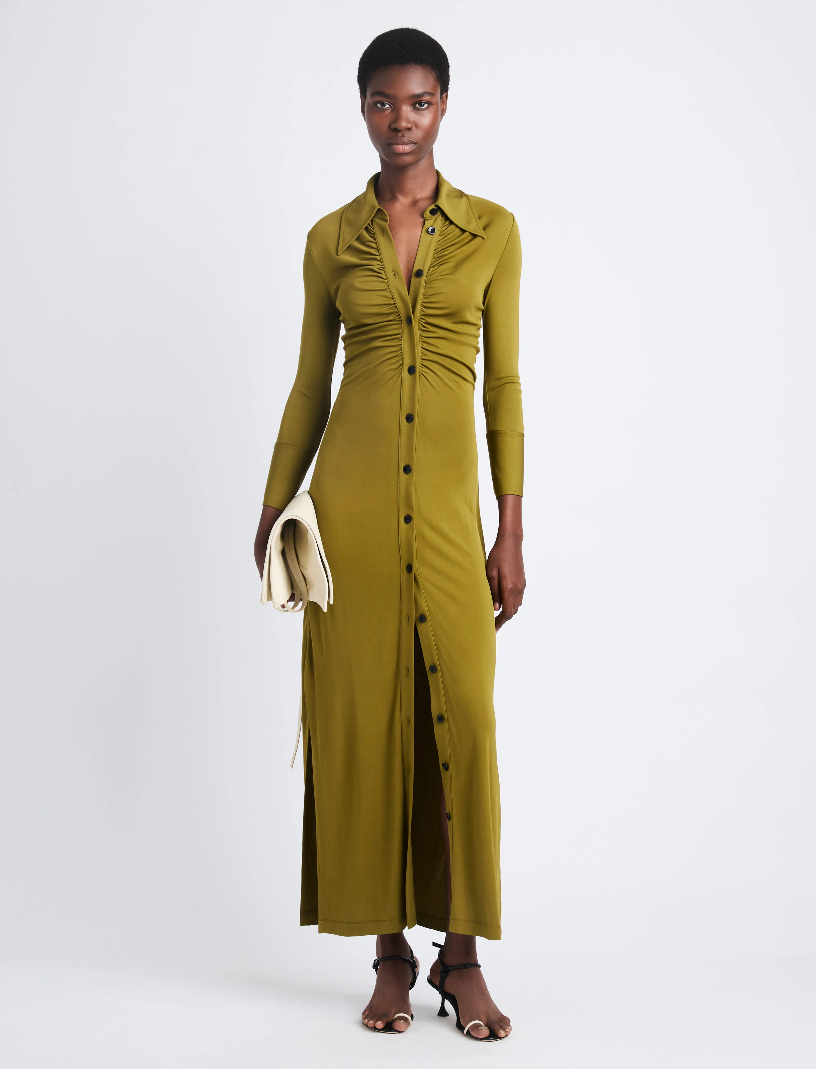Clara Ruched Dress in Matte Crepe Jersey sold by Proenza Schouler product image thumbnail 2