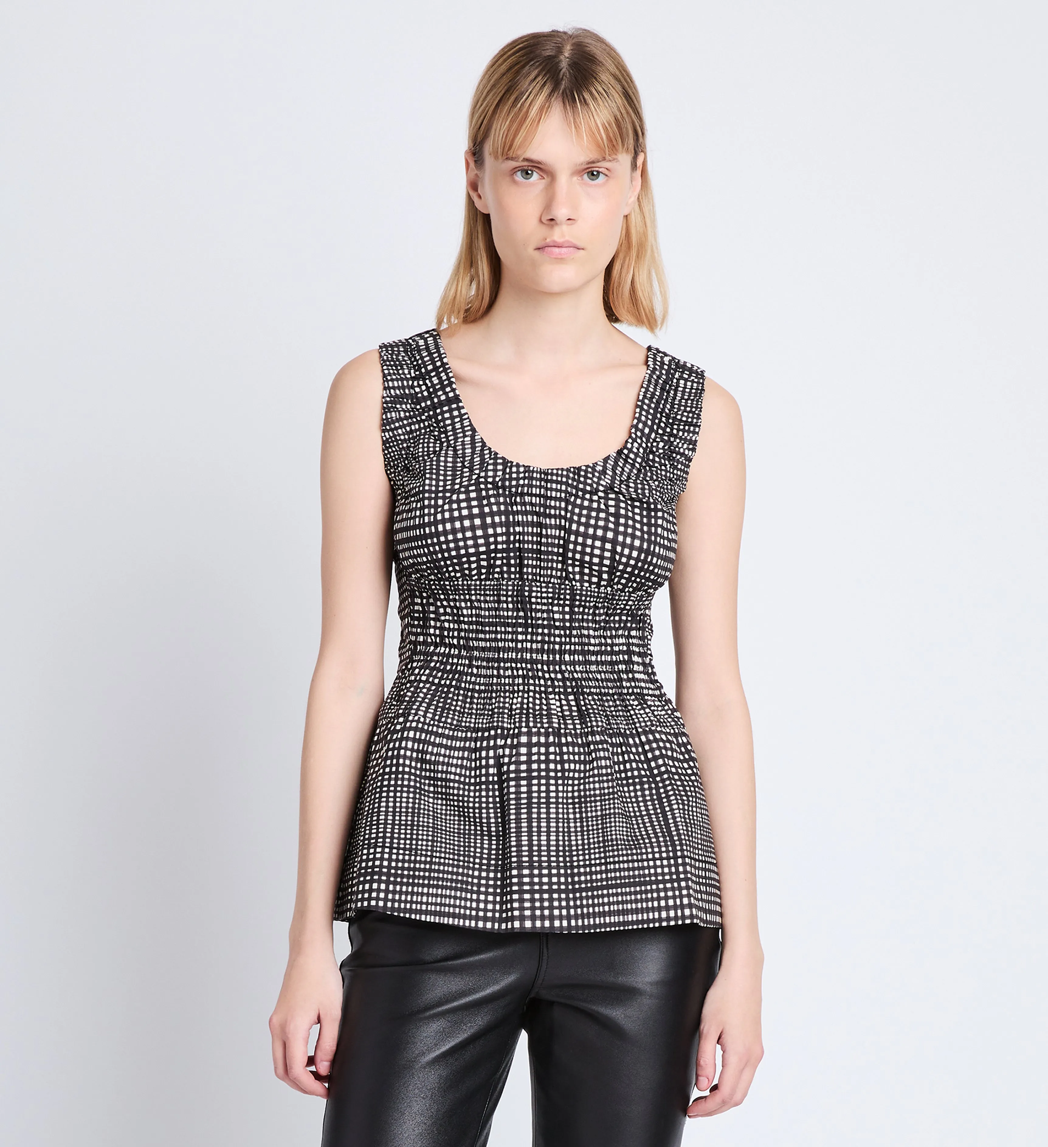 Grid Poplin Gathered Tank Top sold by Proenza Schouler product image thumbnail 2