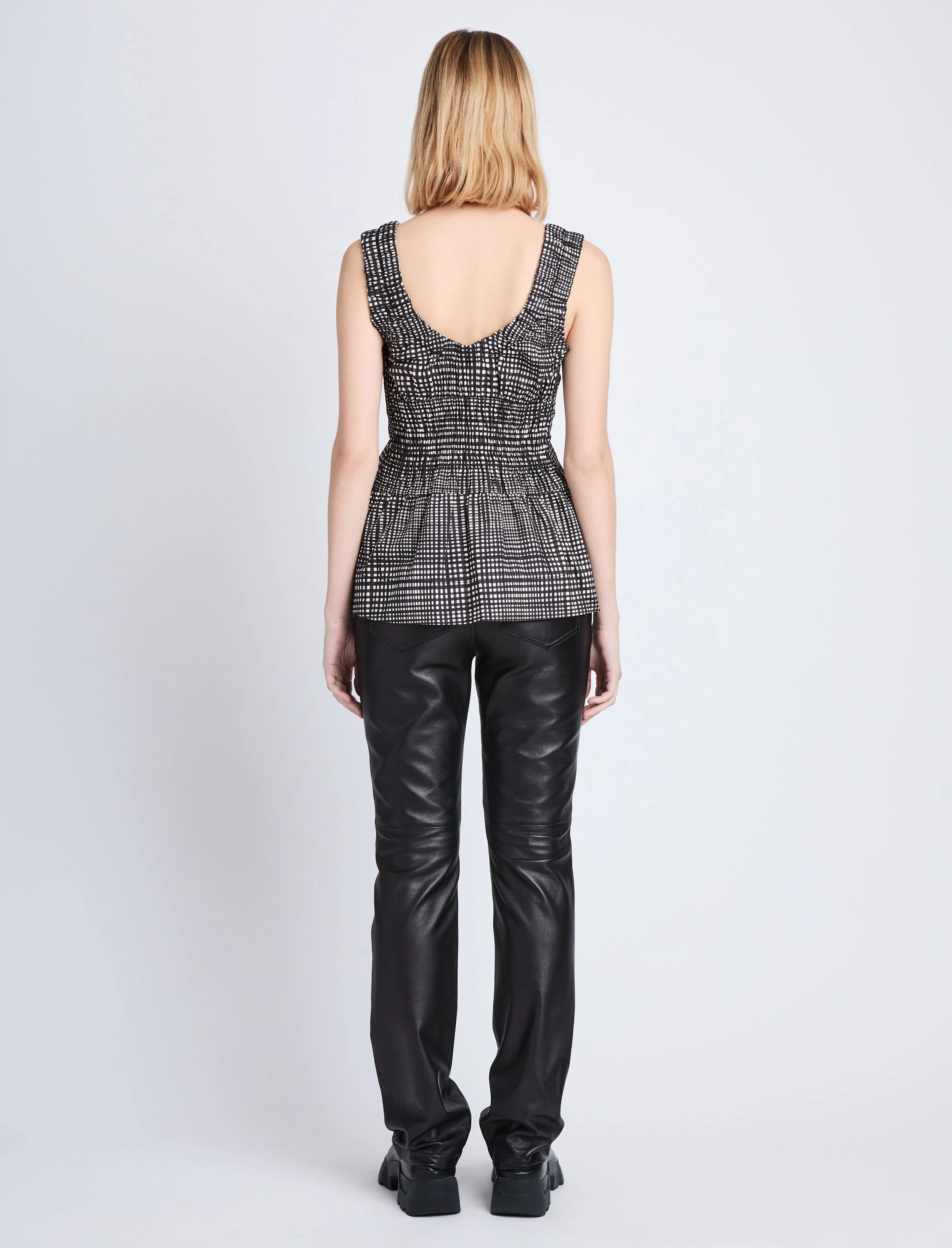 Grid Poplin Gathered Tank Top sold by Proenza Schouler product image thumbnail 5