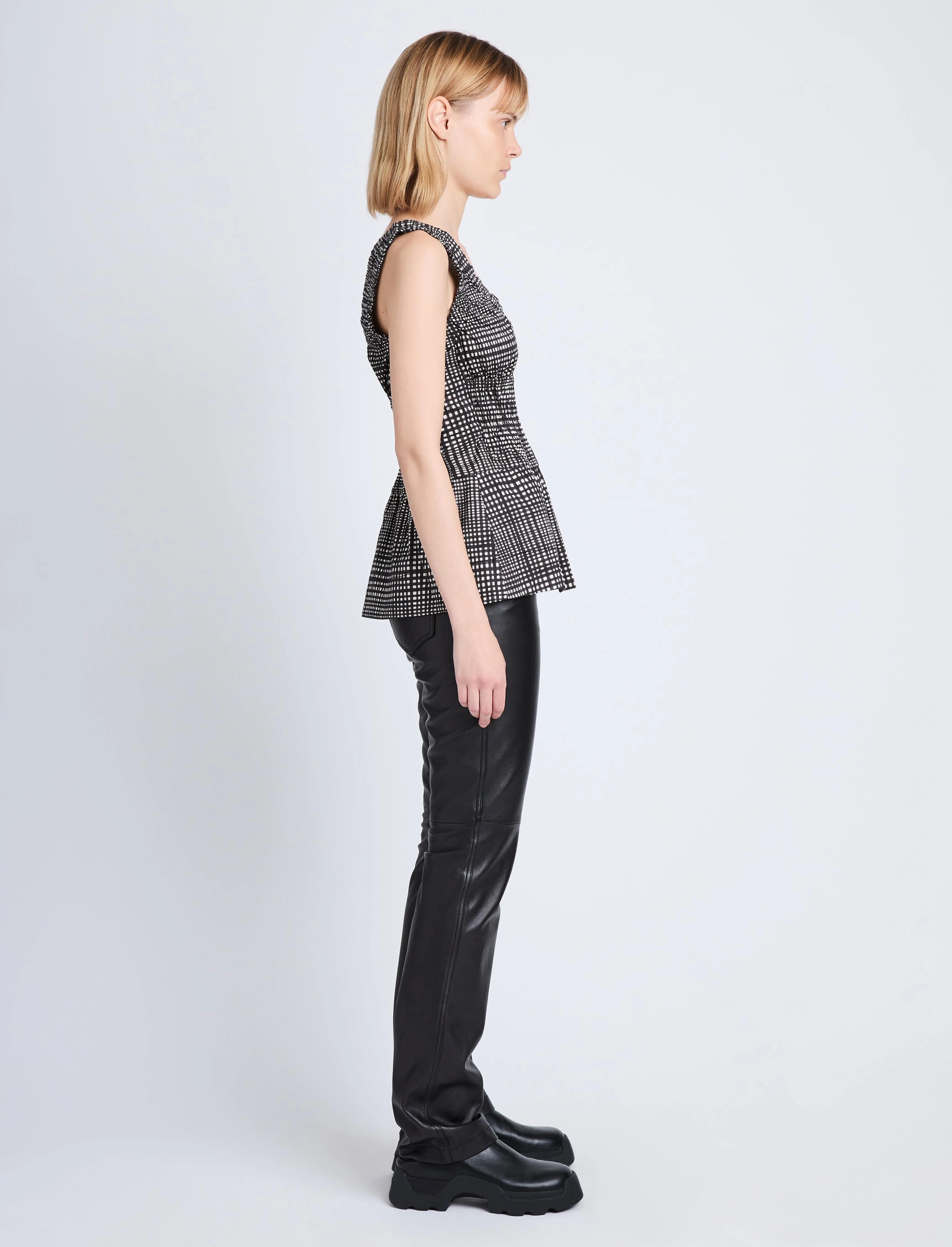 Grid Poplin Gathered Tank Top sold by Proenza Schouler product image thumbnail 4