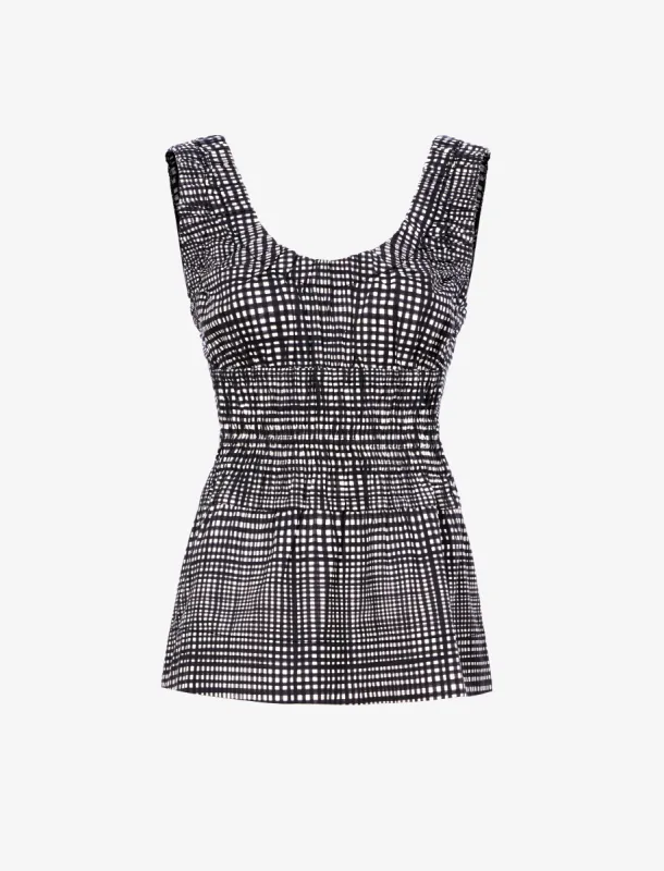 Grid Poplin Gathered Tank Top sold by Proenza Schouler