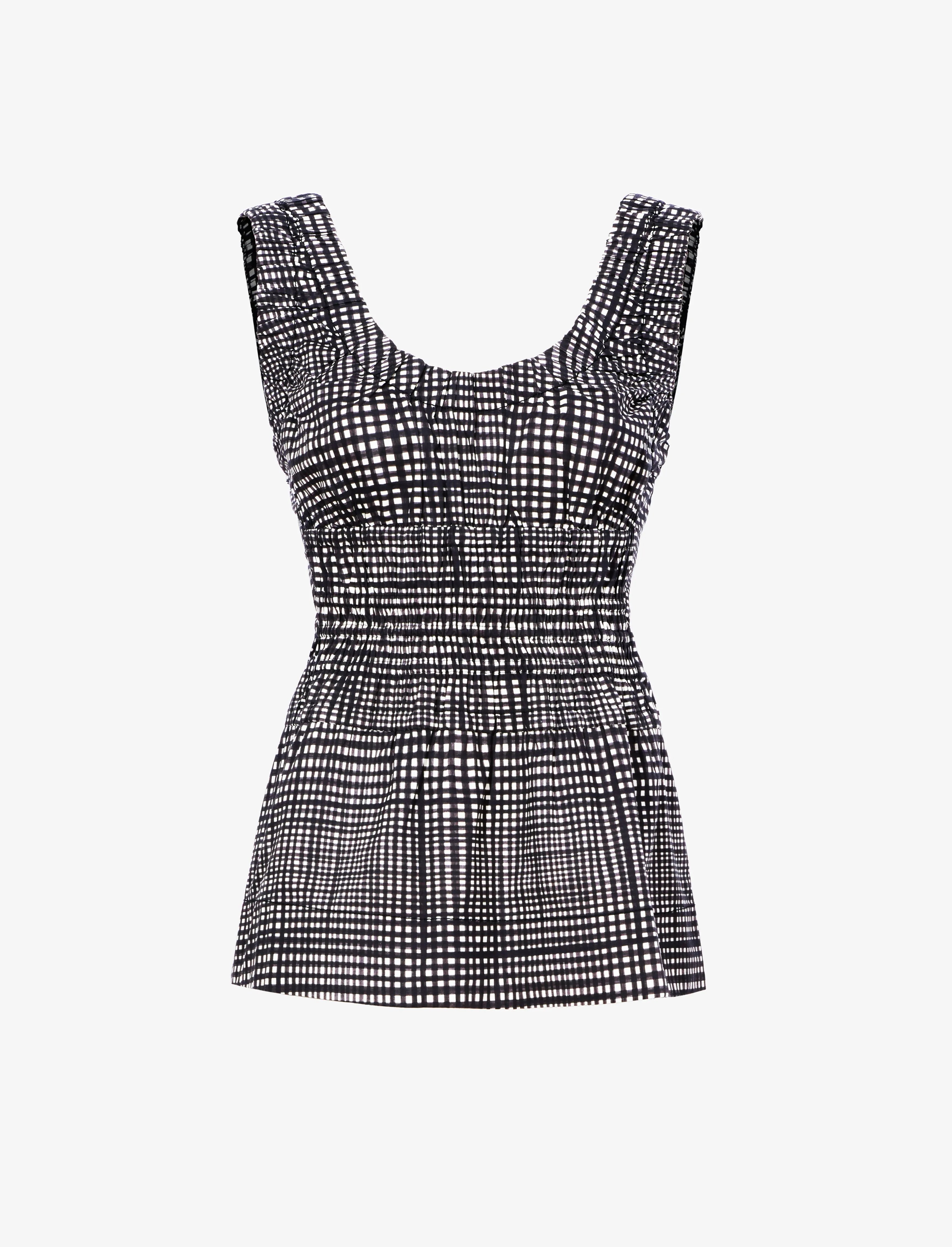 Grid Poplin Gathered Tank Top sold by Proenza Schouler