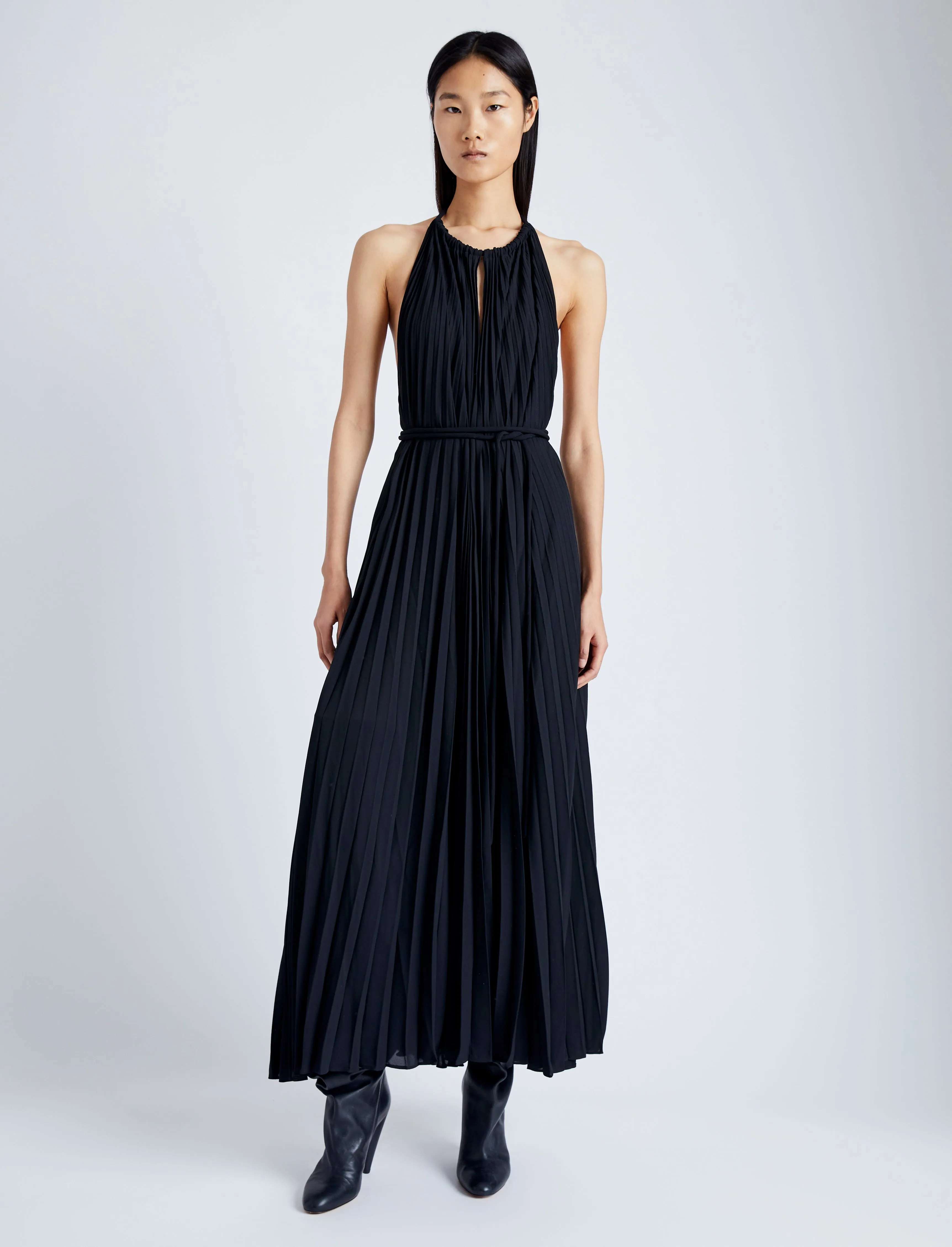 Frida Halter Dress in Sheer Pleated Chiffon sold by Proenza Schouler product image thumbnail 2