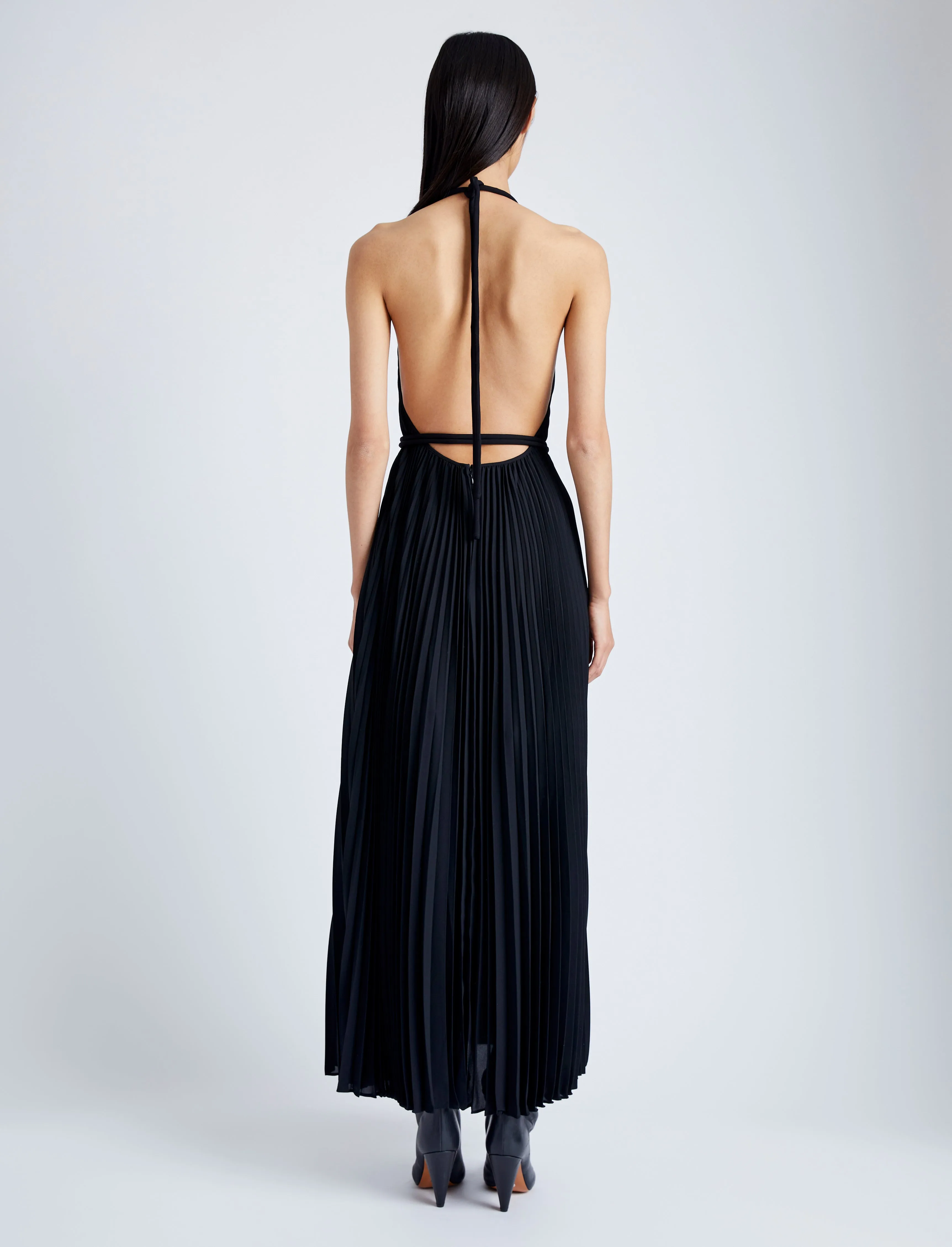 Frida Halter Dress in Sheer Pleated Chiffon sold by Proenza Schouler product image thumbnail 4