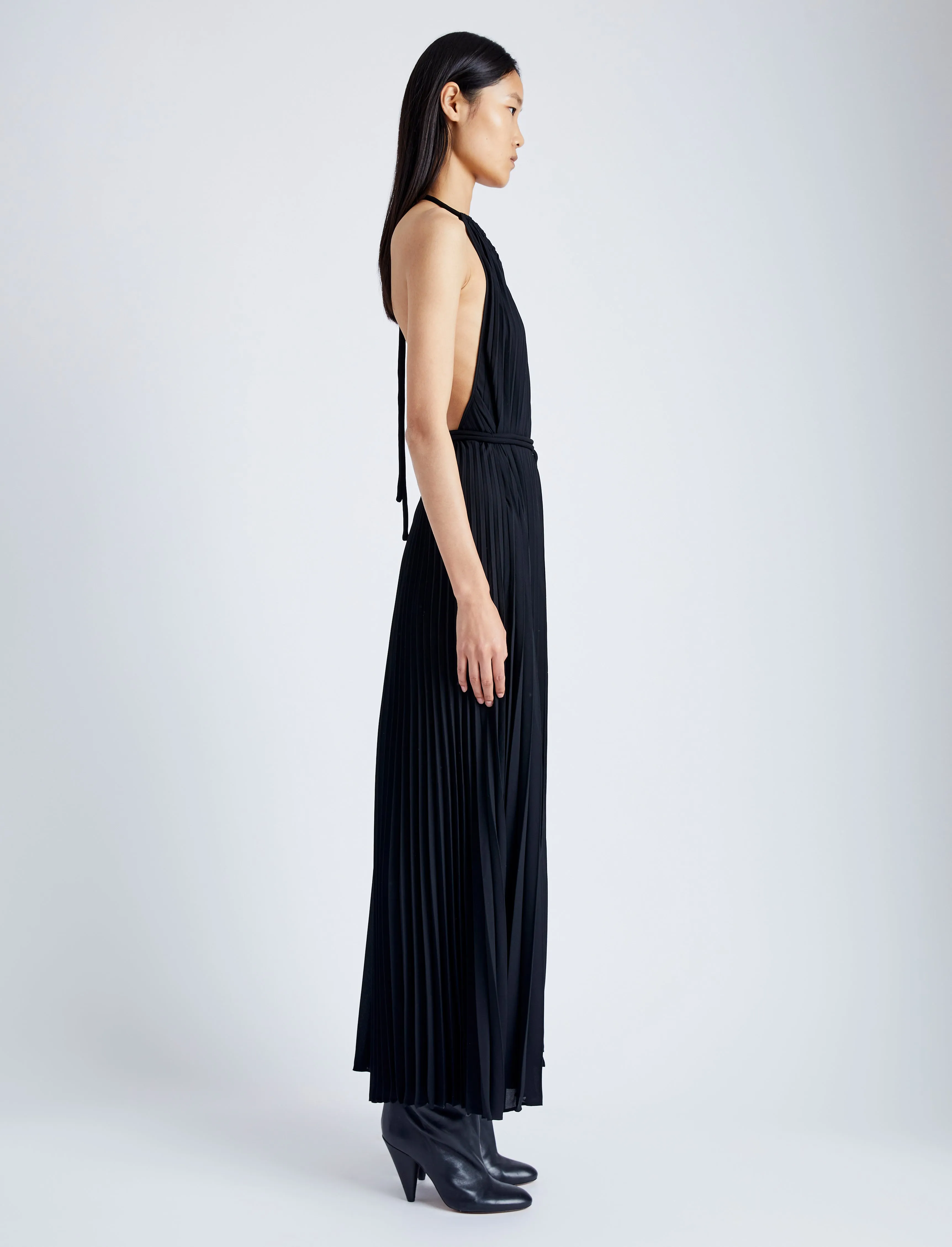 Frida Halter Dress in Sheer Pleated Chiffon sold by Proenza Schouler product image thumbnail 3