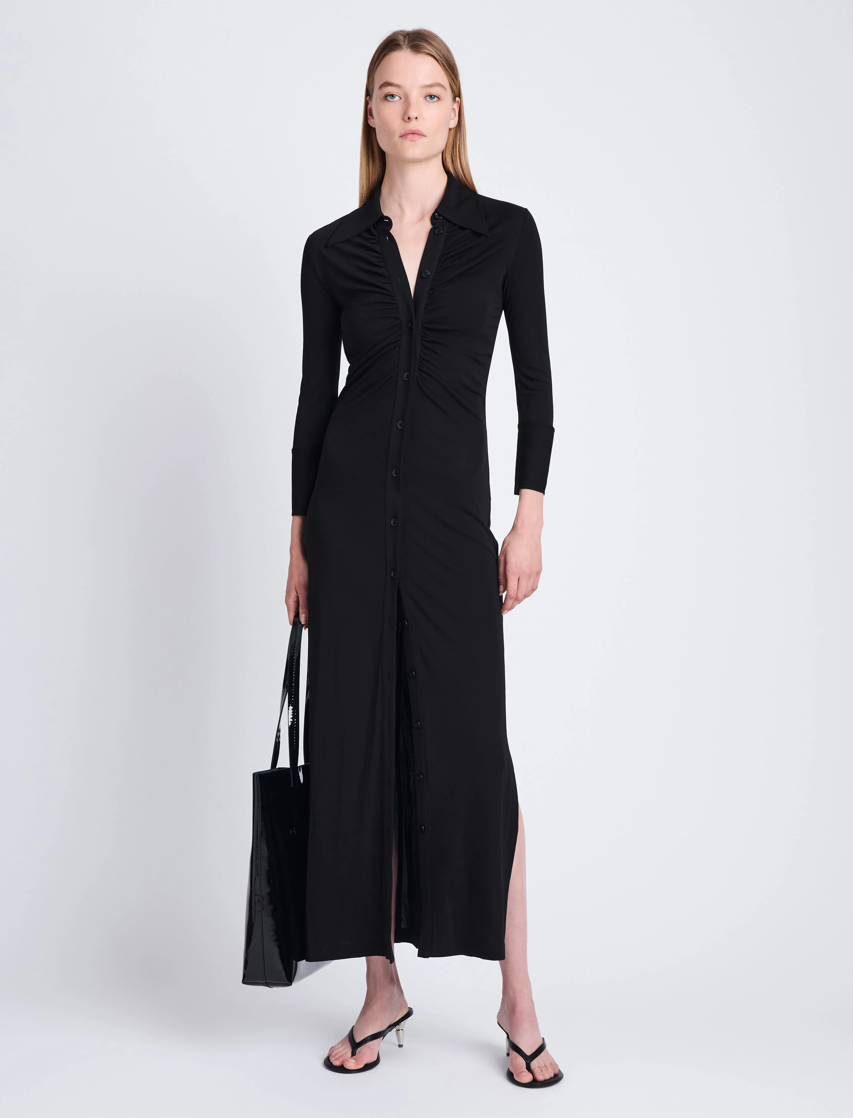 Clara Ruched Dress in Matte Crepe Jersey sold by Proenza Schouler product image thumbnail 2