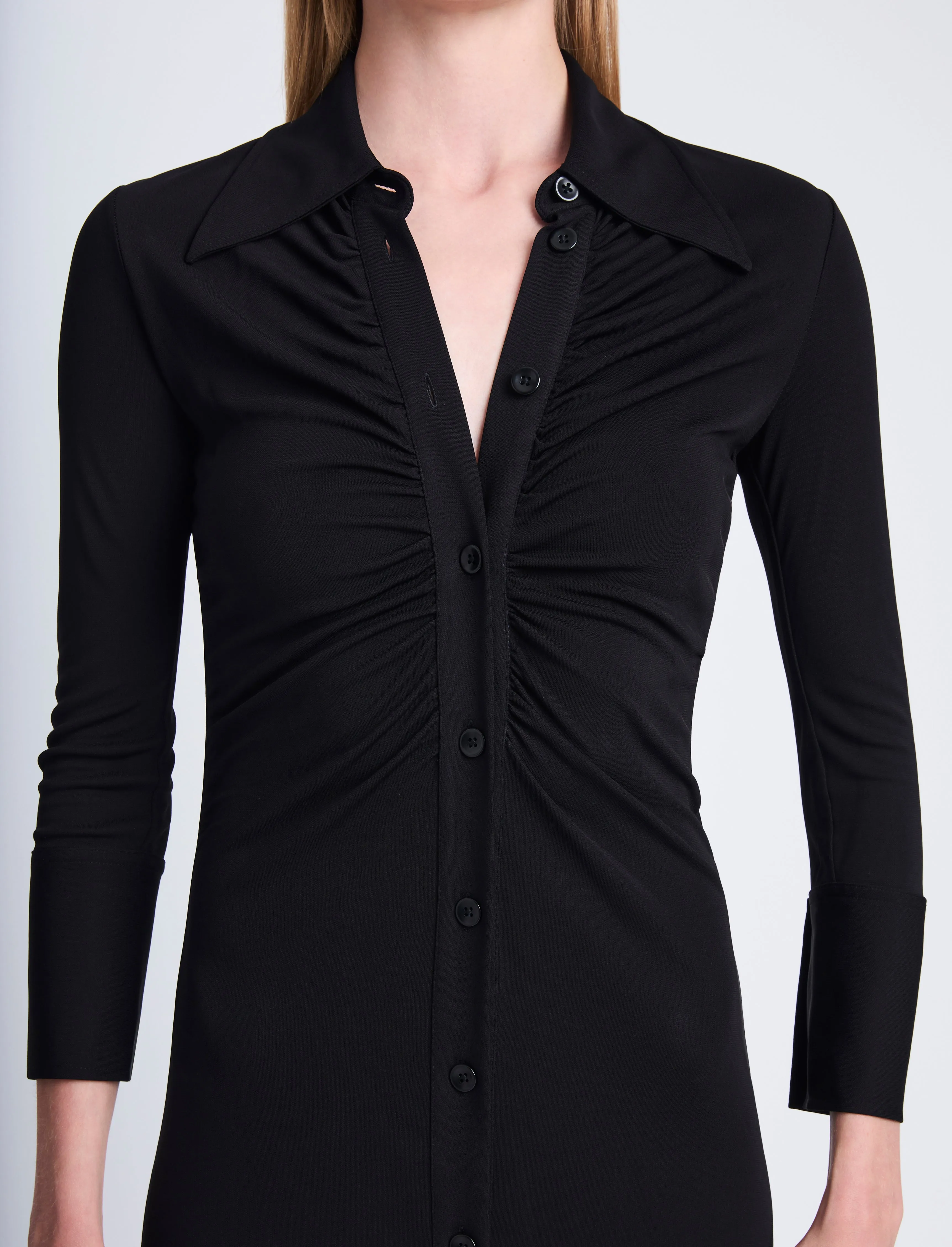 Clara Ruched Dress in Matte Crepe Jersey sold by Proenza Schouler product image thumbnail 5