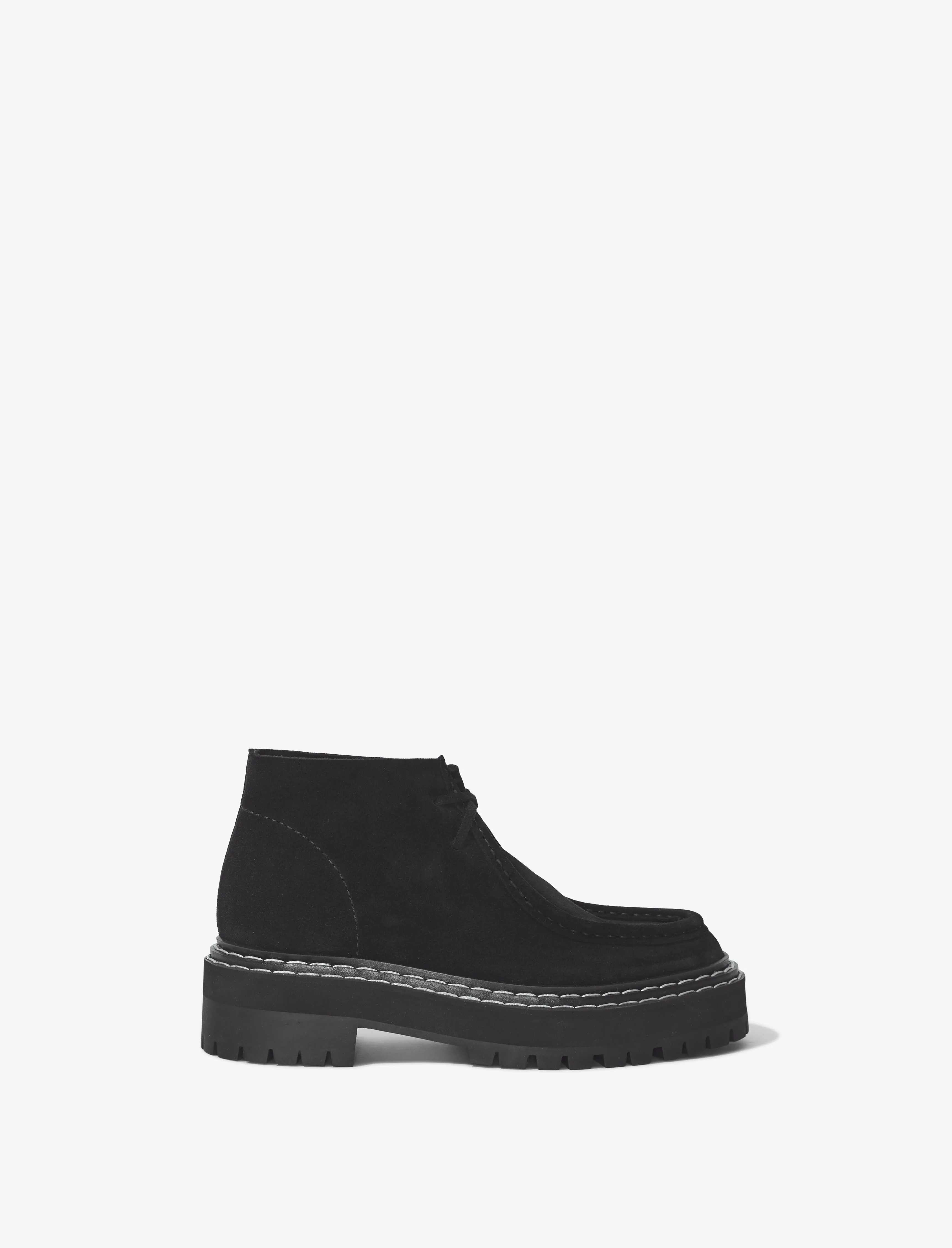 Lug Sole Platform Lace Up Boots in Suede sold by Proenza Schouler
