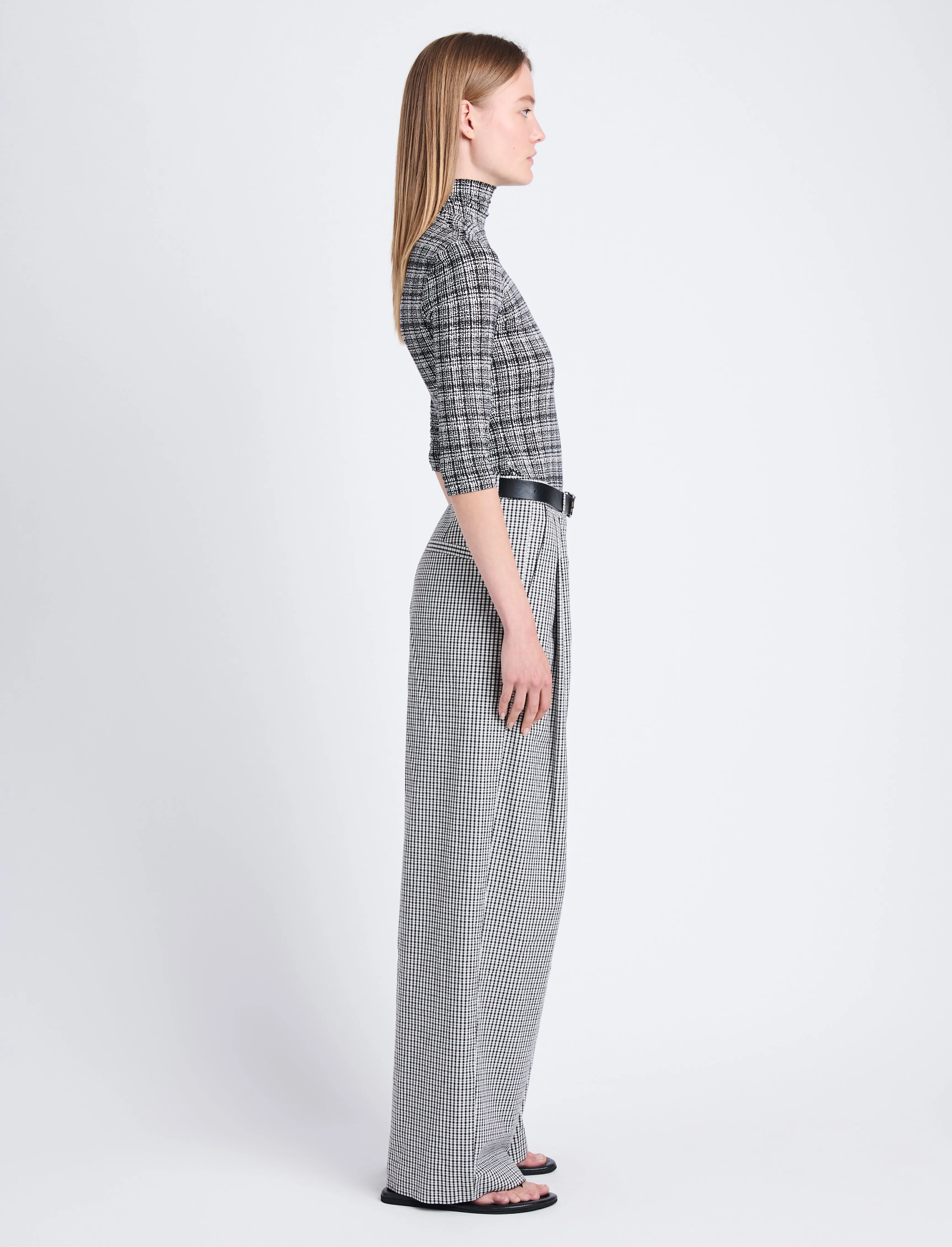 Helena Pant in Grid Crinkle Cotton sold by Proenza Schouler product image thumbnail 3