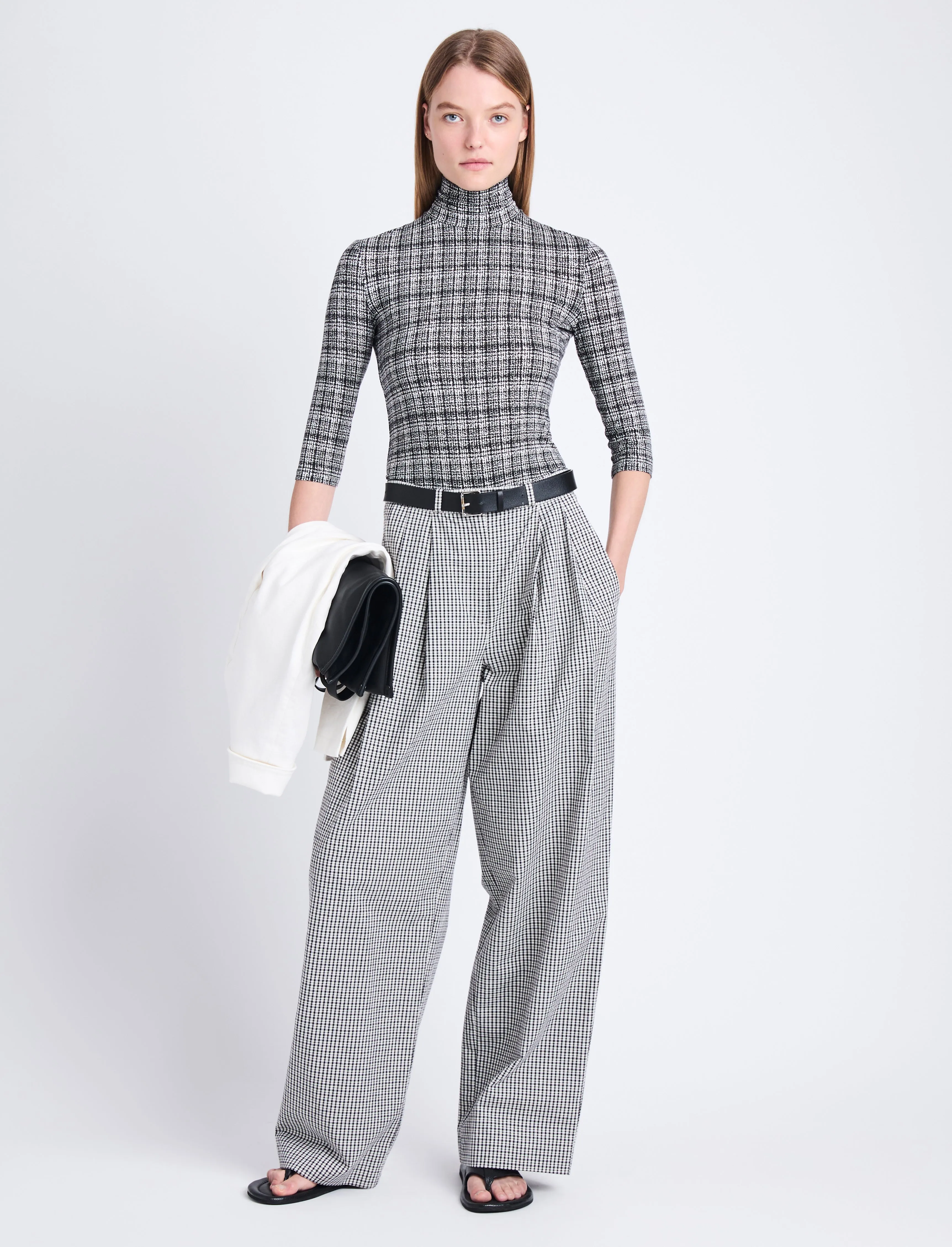 Helena Pant in Grid Crinkle Cotton sold by Proenza Schouler product image thumbnail 2