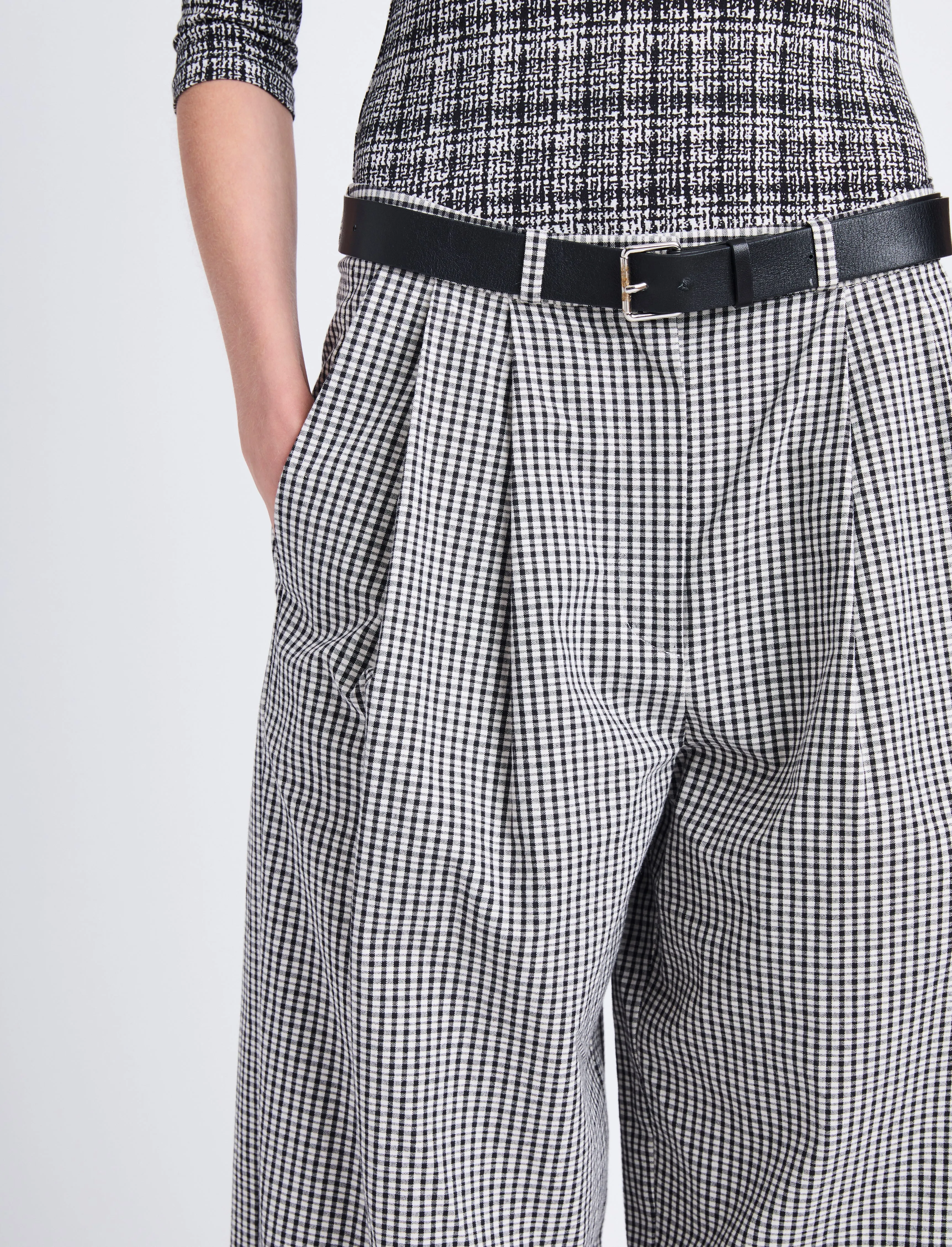 Helena Pant in Grid Crinkle Cotton sold by Proenza Schouler product image thumbnail 5
