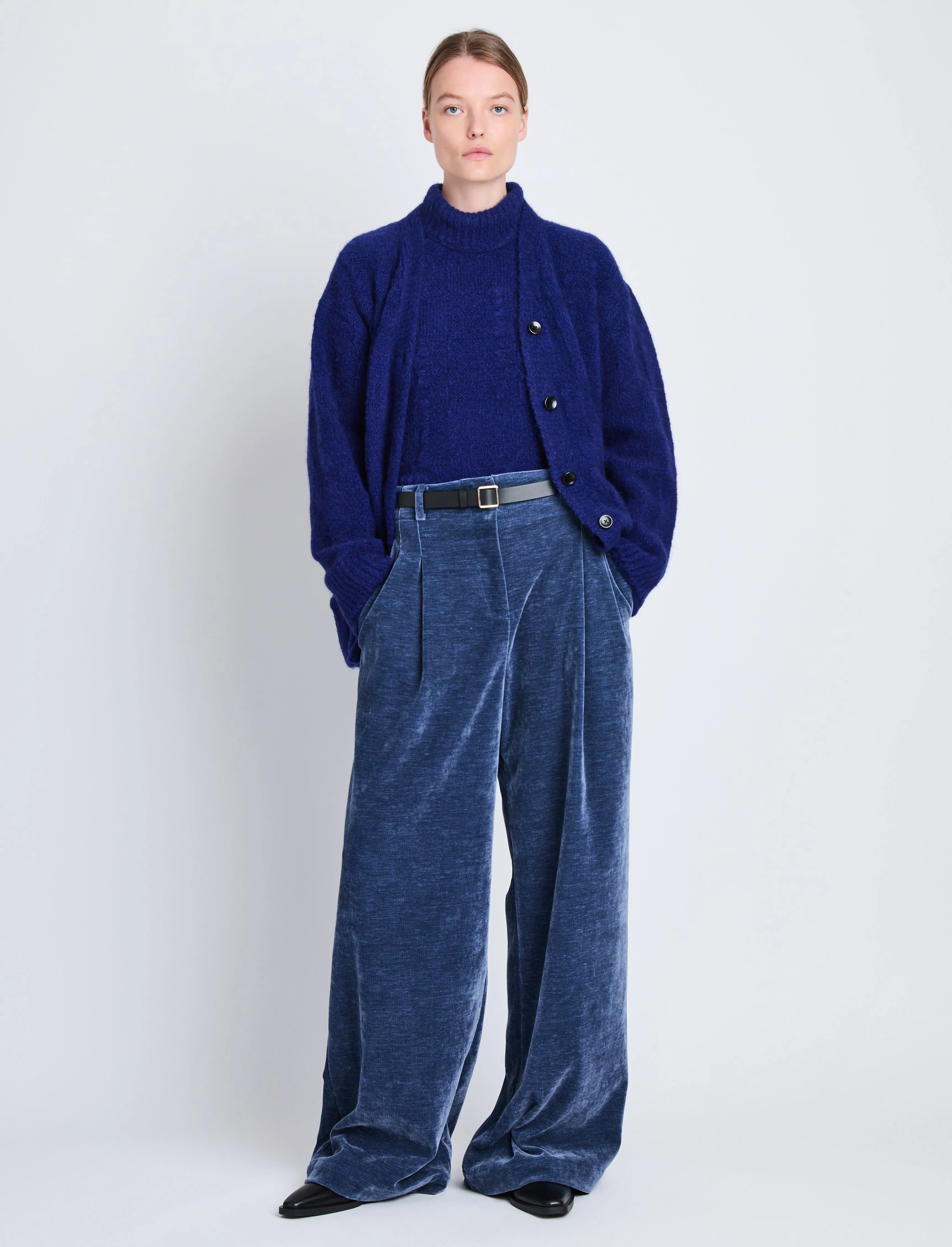 Alana Cardigan in Plaid Textured Alpaca sold by Proenza Schouler product image thumbnail 3