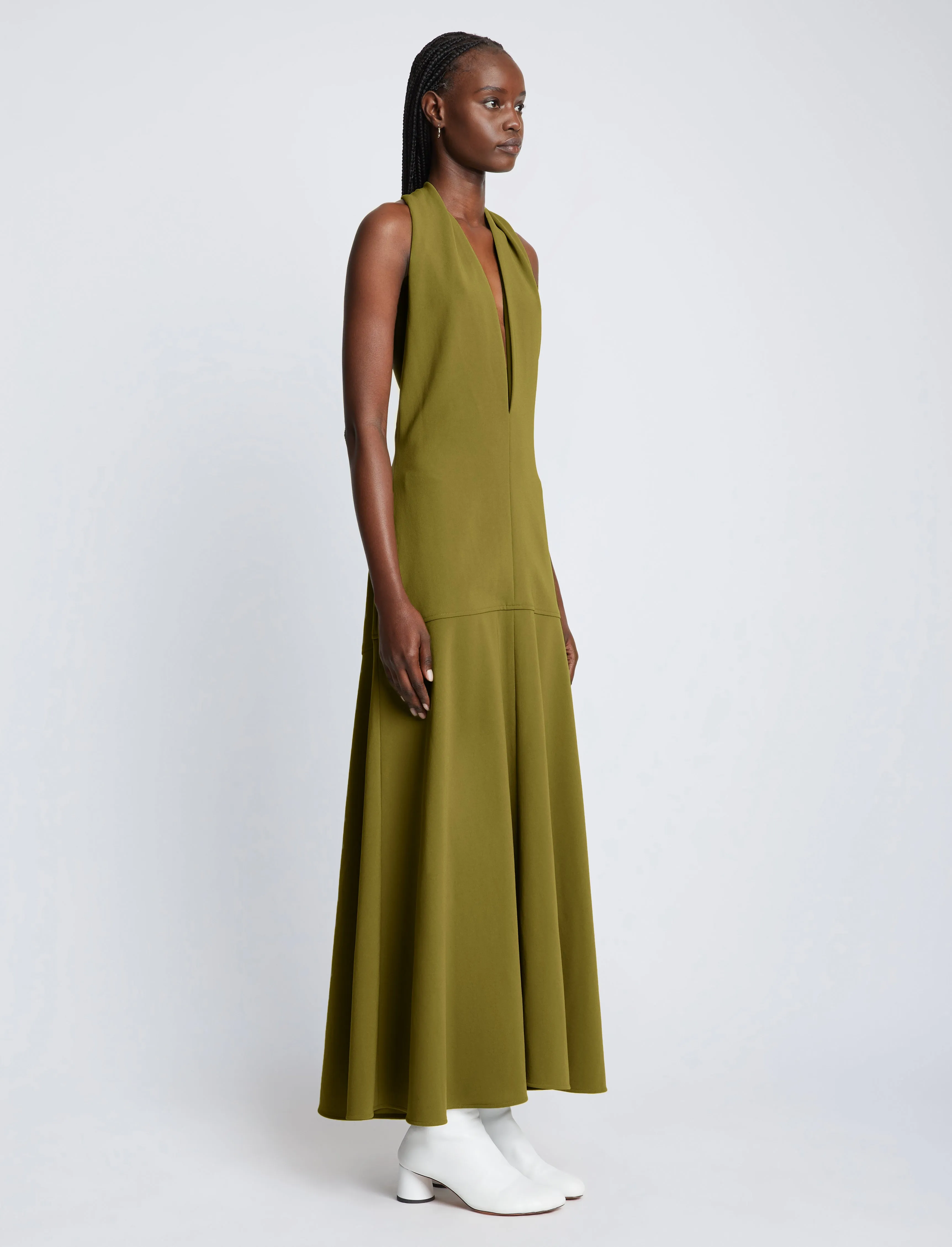 Matte Crepe Twist Back V-Neck Dress sold by Proenza Schouler product image thumbnail 3