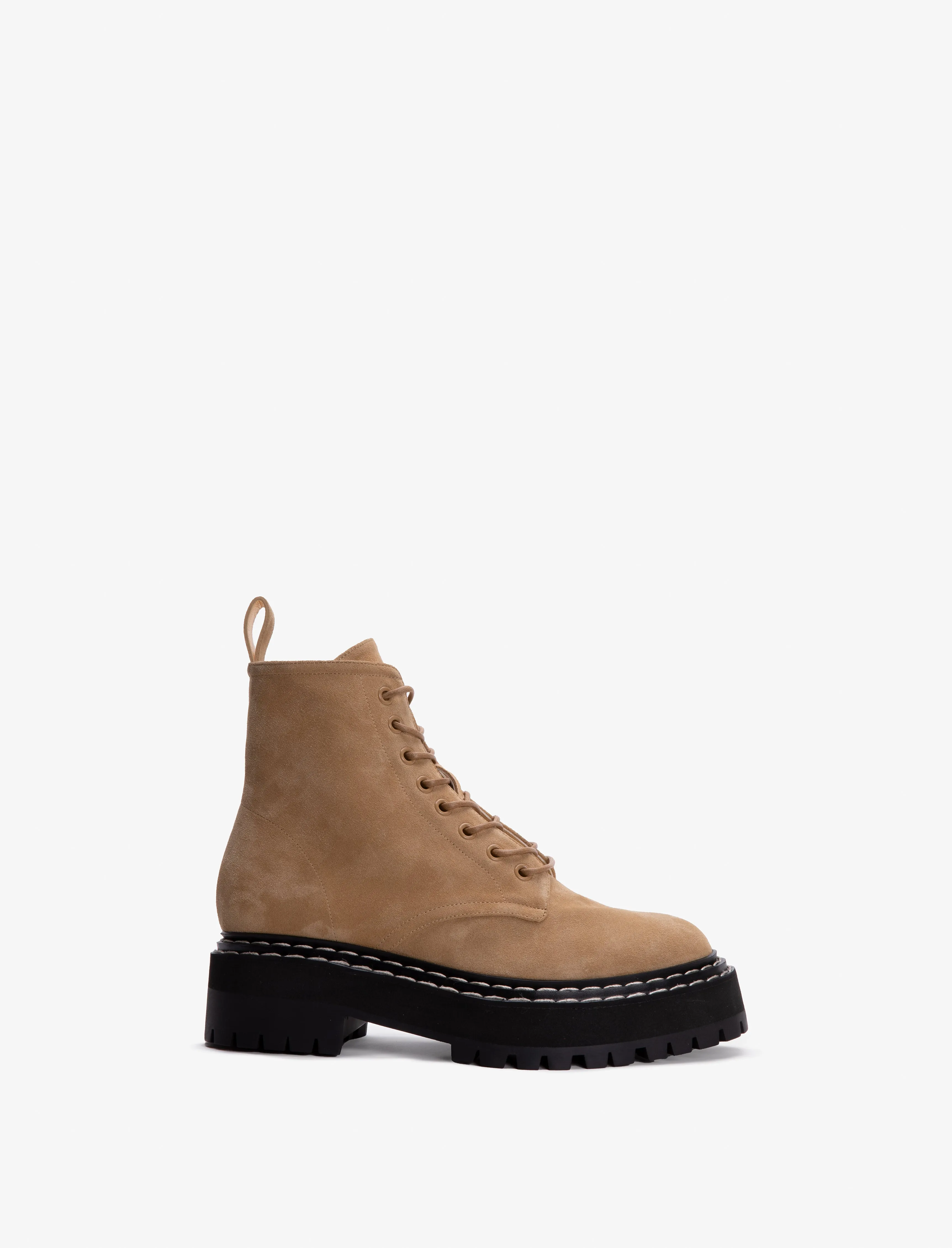 Lug Sole Lace Up Boots in Suede sold by Proenza Schouler