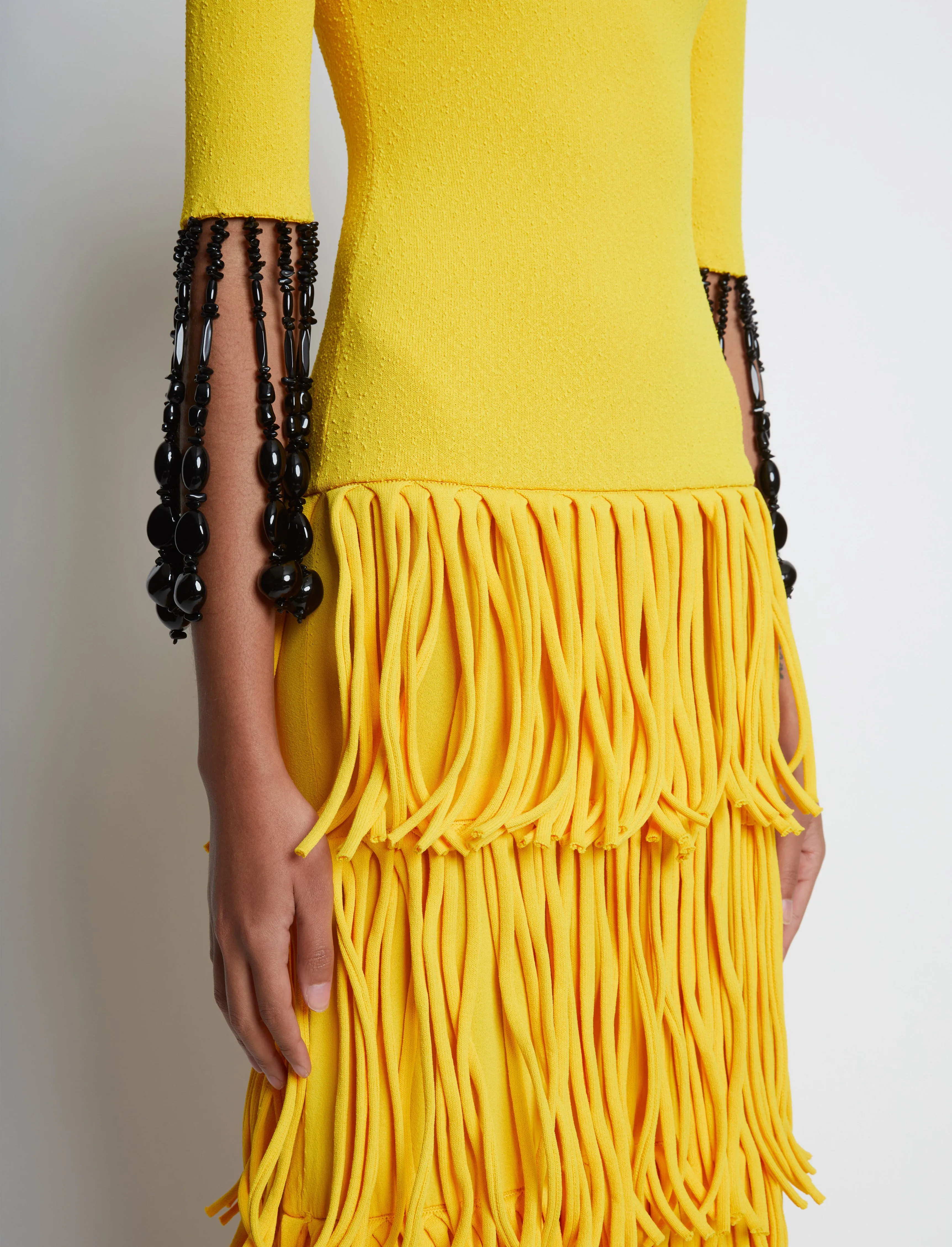 Textured Knit Beaded Fringe Dress - LEMON sold by Proenza Schouler product image thumbnail 3
