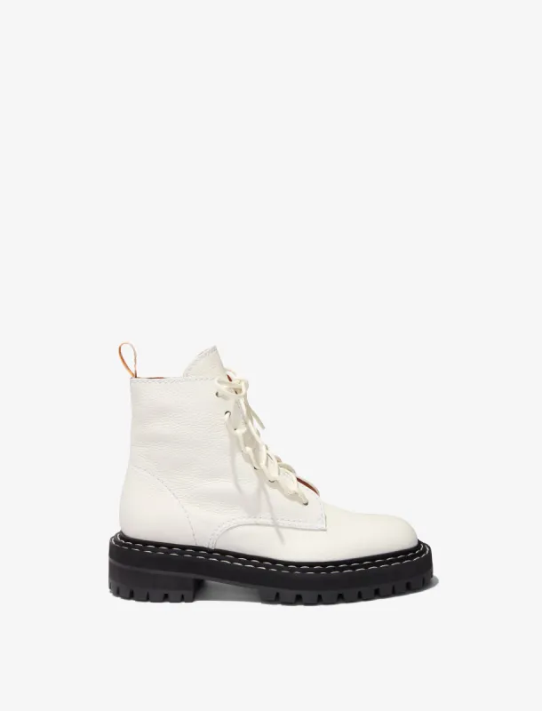 Lug Sole Combat Boots in Grainy Leather sold by Proenza Schouler