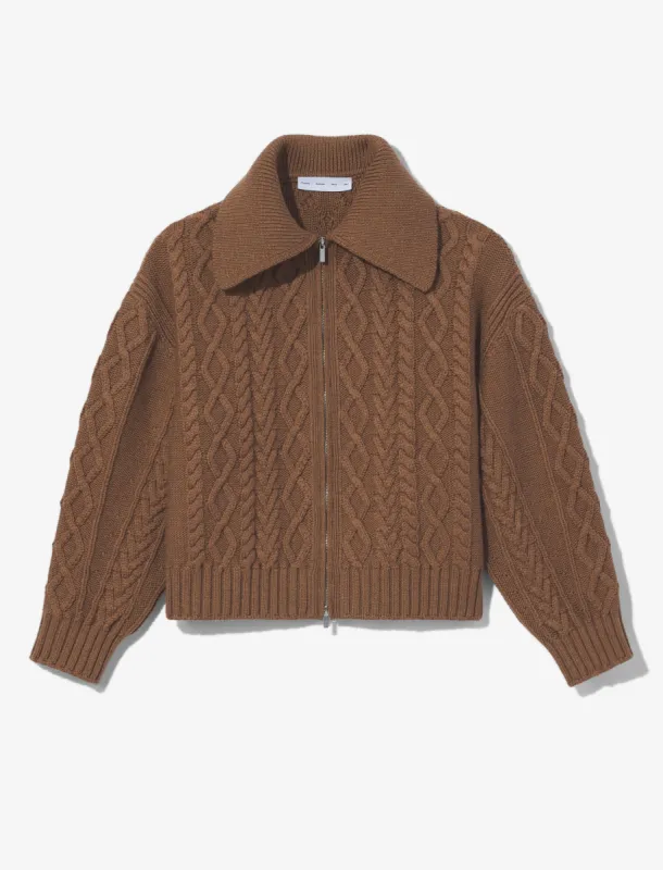 Relaxed Chunky Cable Zip Sweater made by Proenza Schouler