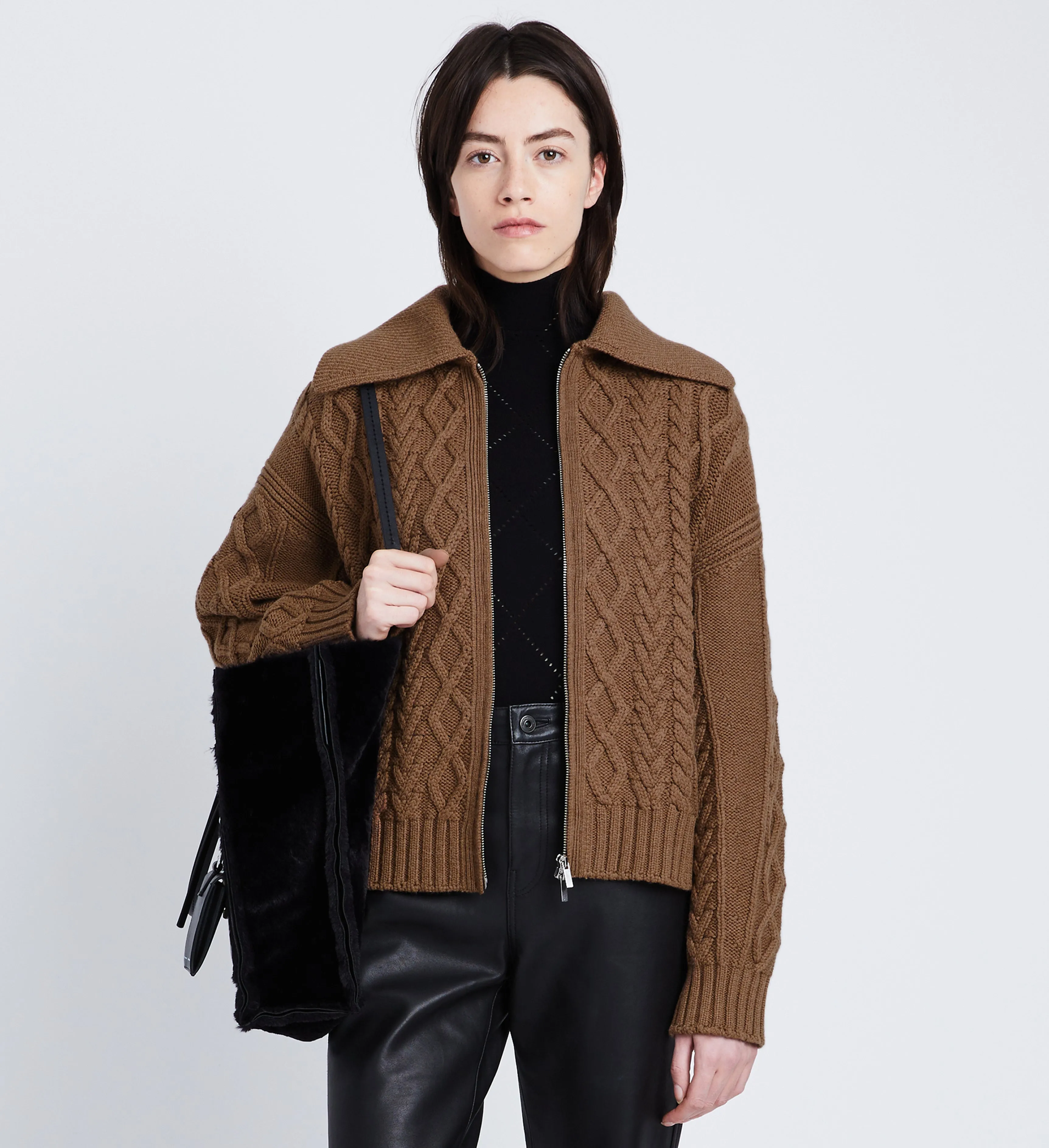 Relaxed Chunky Cable Zip Sweater sold by Proenza Schouler product image thumbnail 2