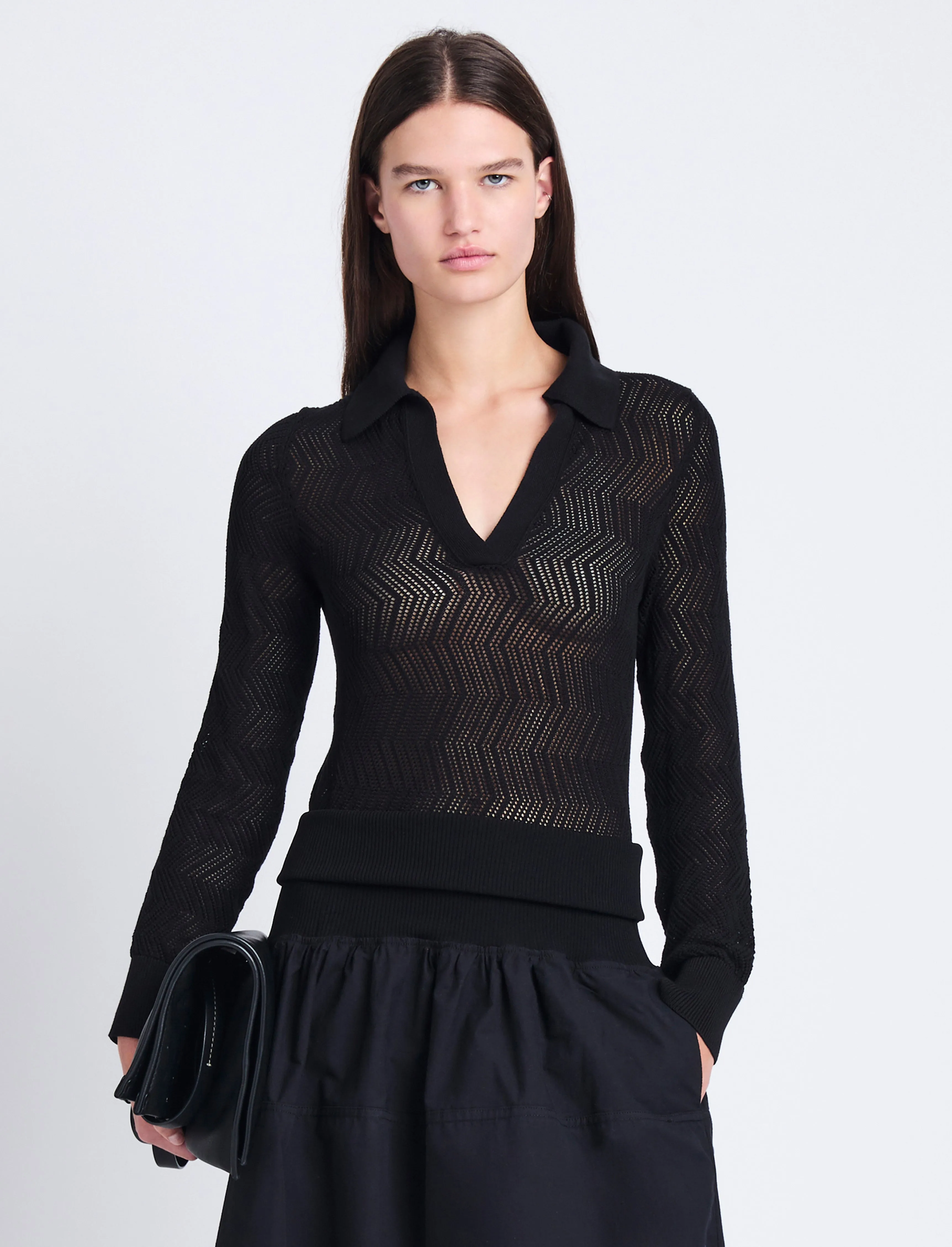 Agnes Knit Polo in Zig Zag Pointelle sold by Proenza Schouler product image thumbnail 2