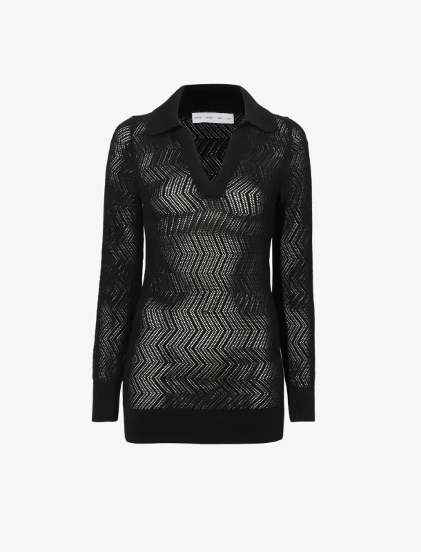 Agnes Knit Polo in Zig Zag Pointelle sold by Proenza Schouler