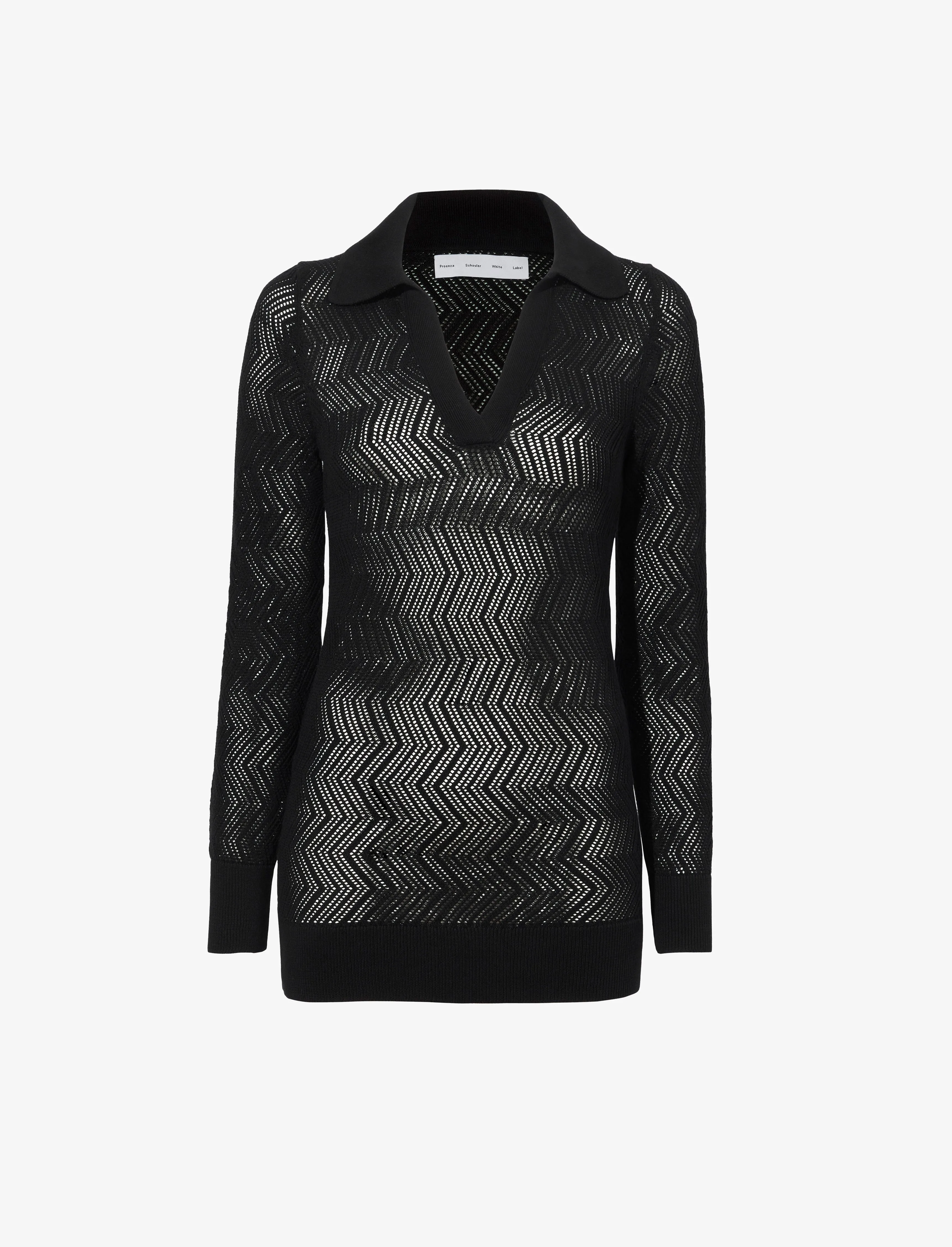 Agnes Knit Polo in Zig Zag Pointelle sold by Proenza Schouler