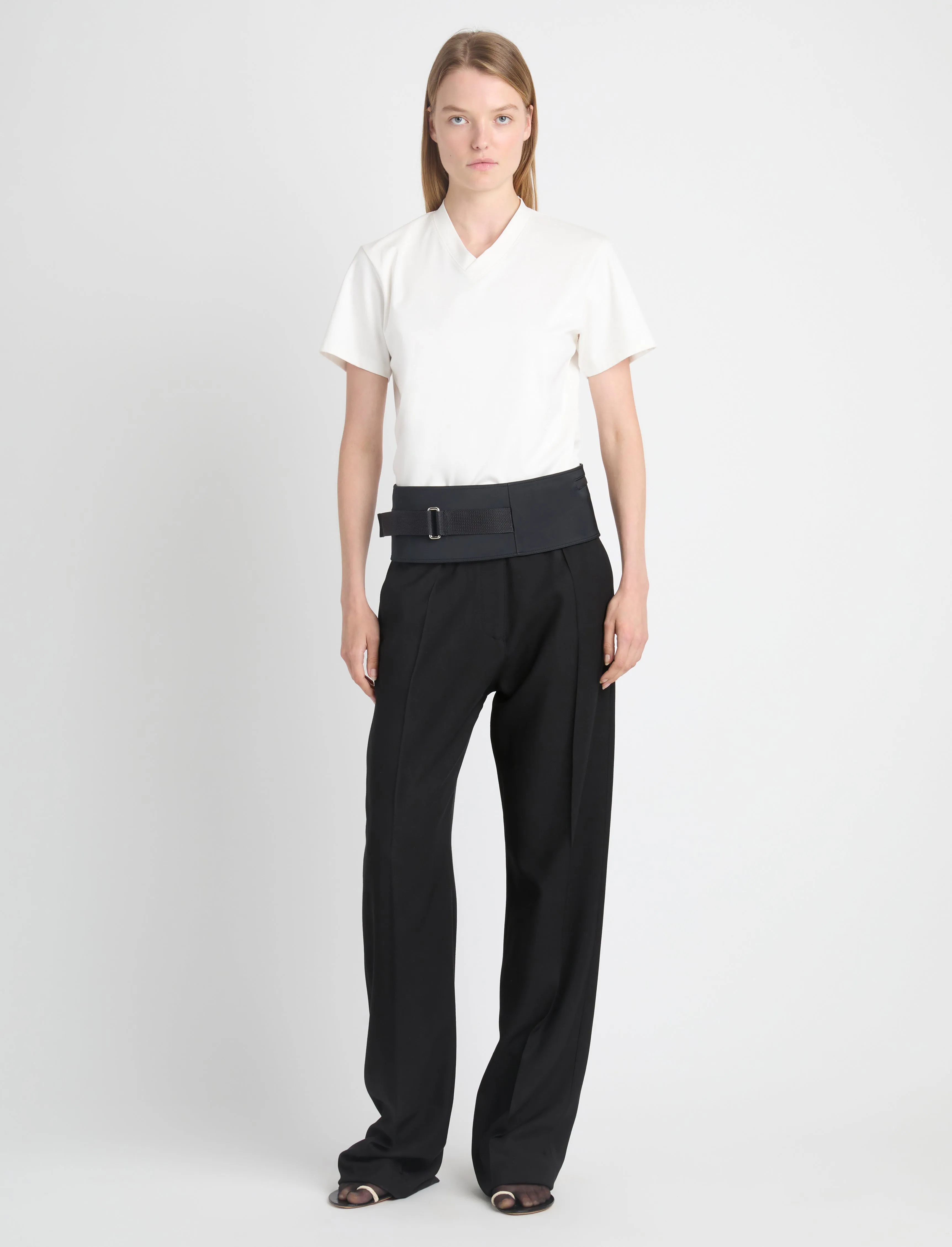 Talia Monogram V-Neck T-Shirt in Eco Cotton Jersey sold by Proenza Schouler product image thumbnail 2