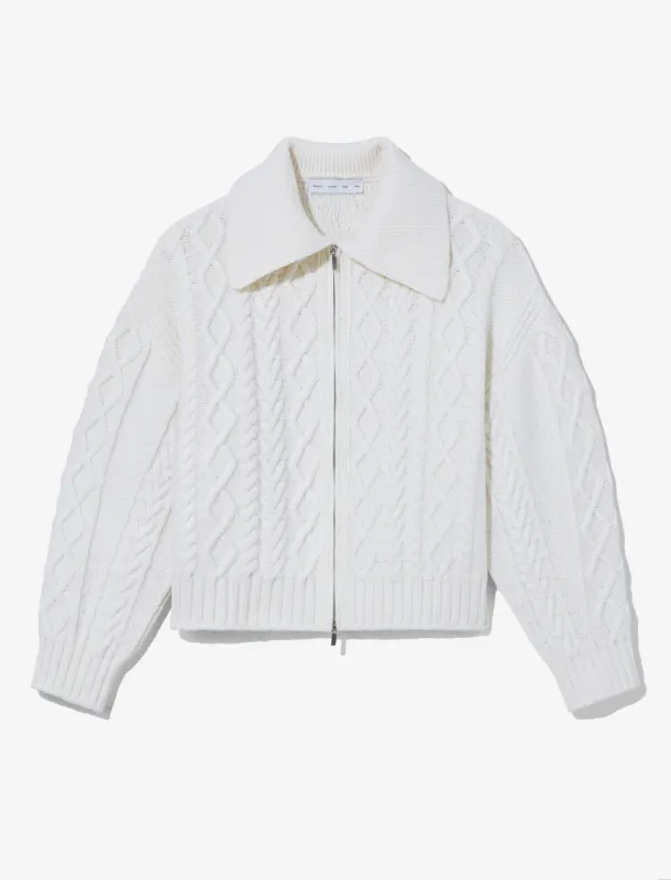 Relaxed Chunky Cable Zip Sweater made by Proenza Schouler