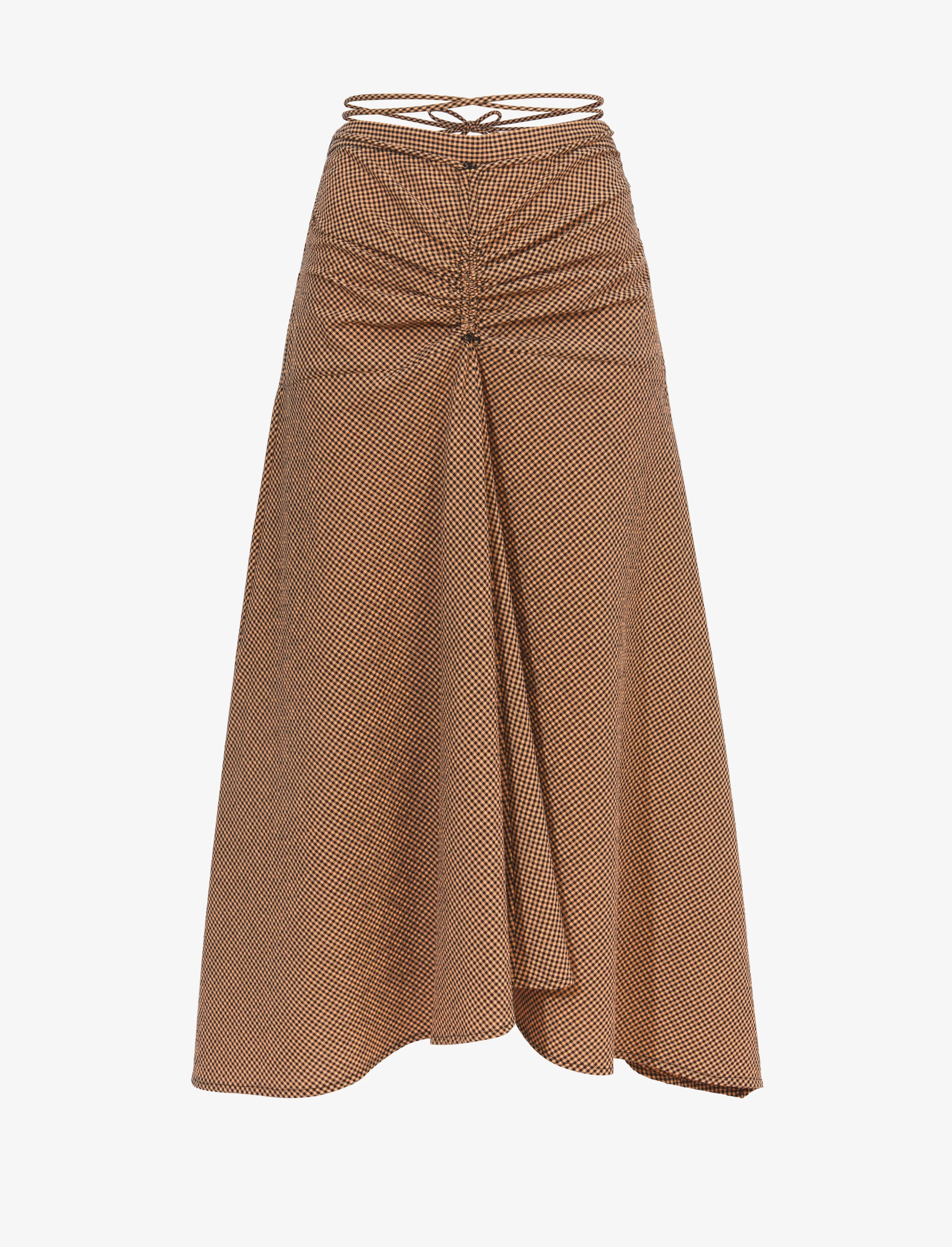 Gingham Tie Front Midi Skirt sold by Proenza Schouler