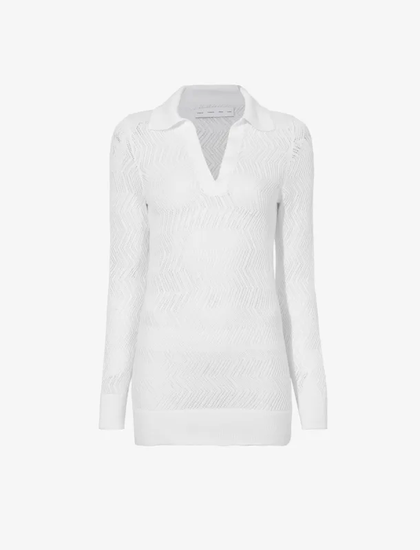 Agnes Knit Polo in Zig Zag Pointelle sold by Proenza Schouler