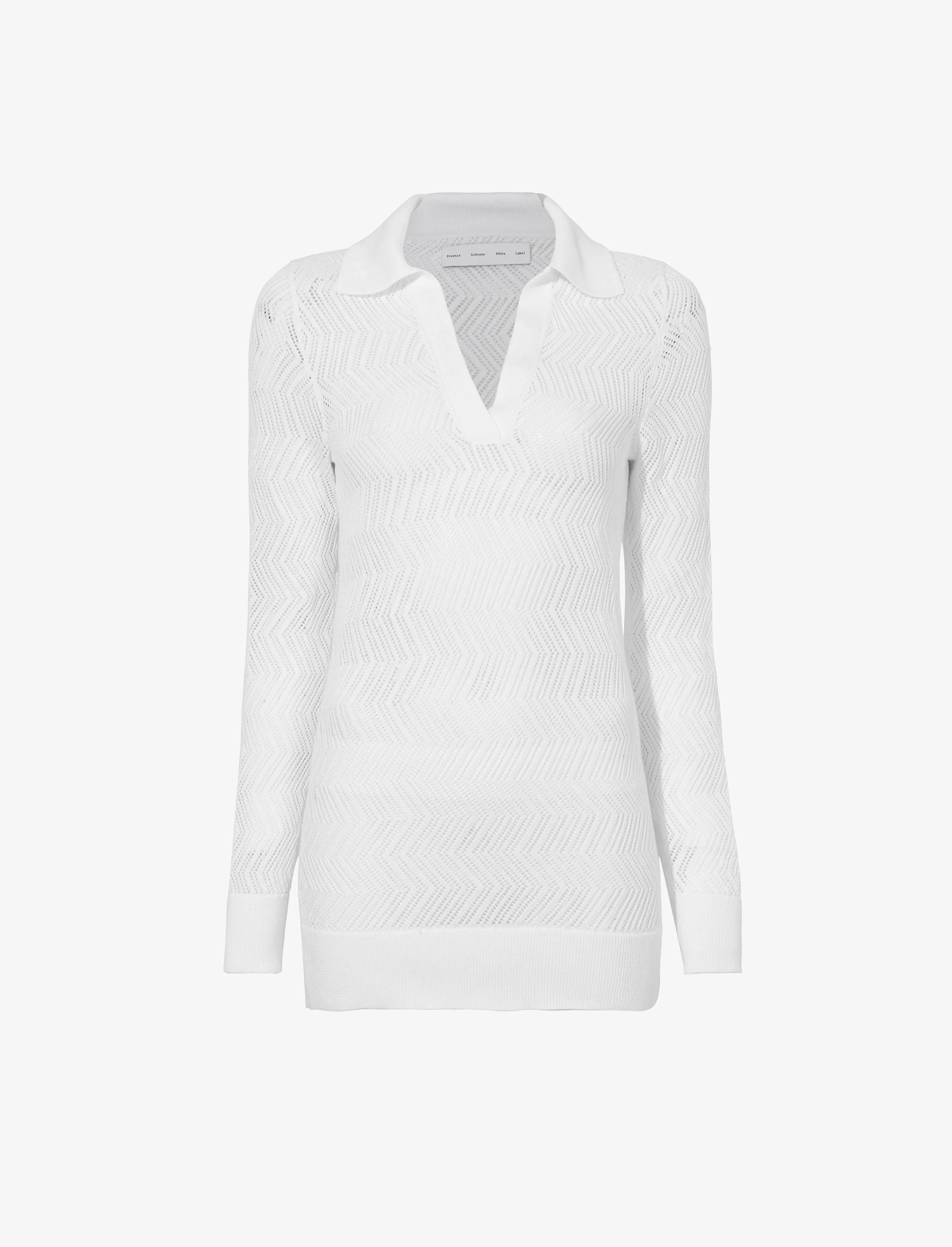 Agnes Knit Polo in Zig Zag Pointelle sold by Proenza Schouler