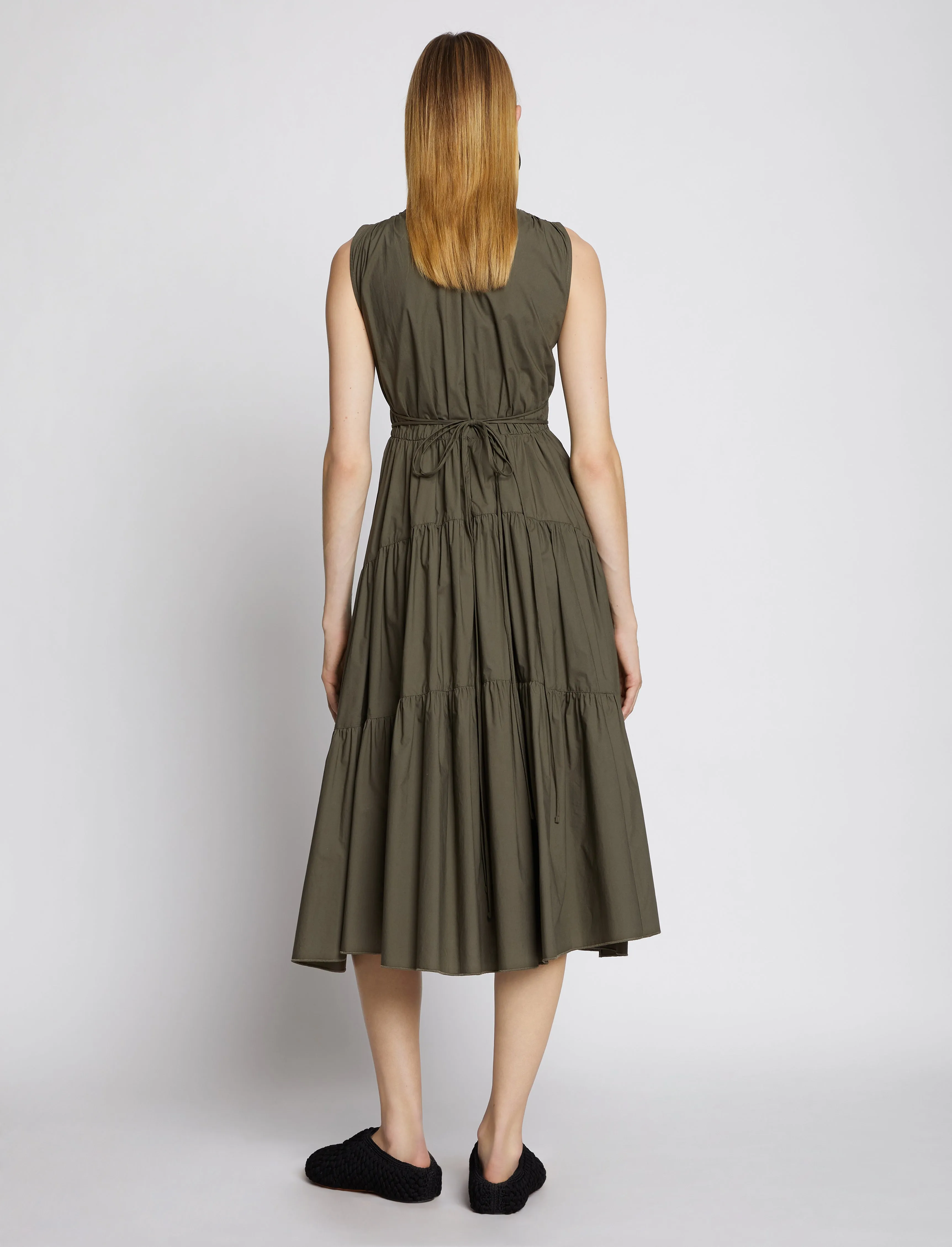 Poplin Gathered Tiered Dress sold by Proenza Schouler product image thumbnail 4