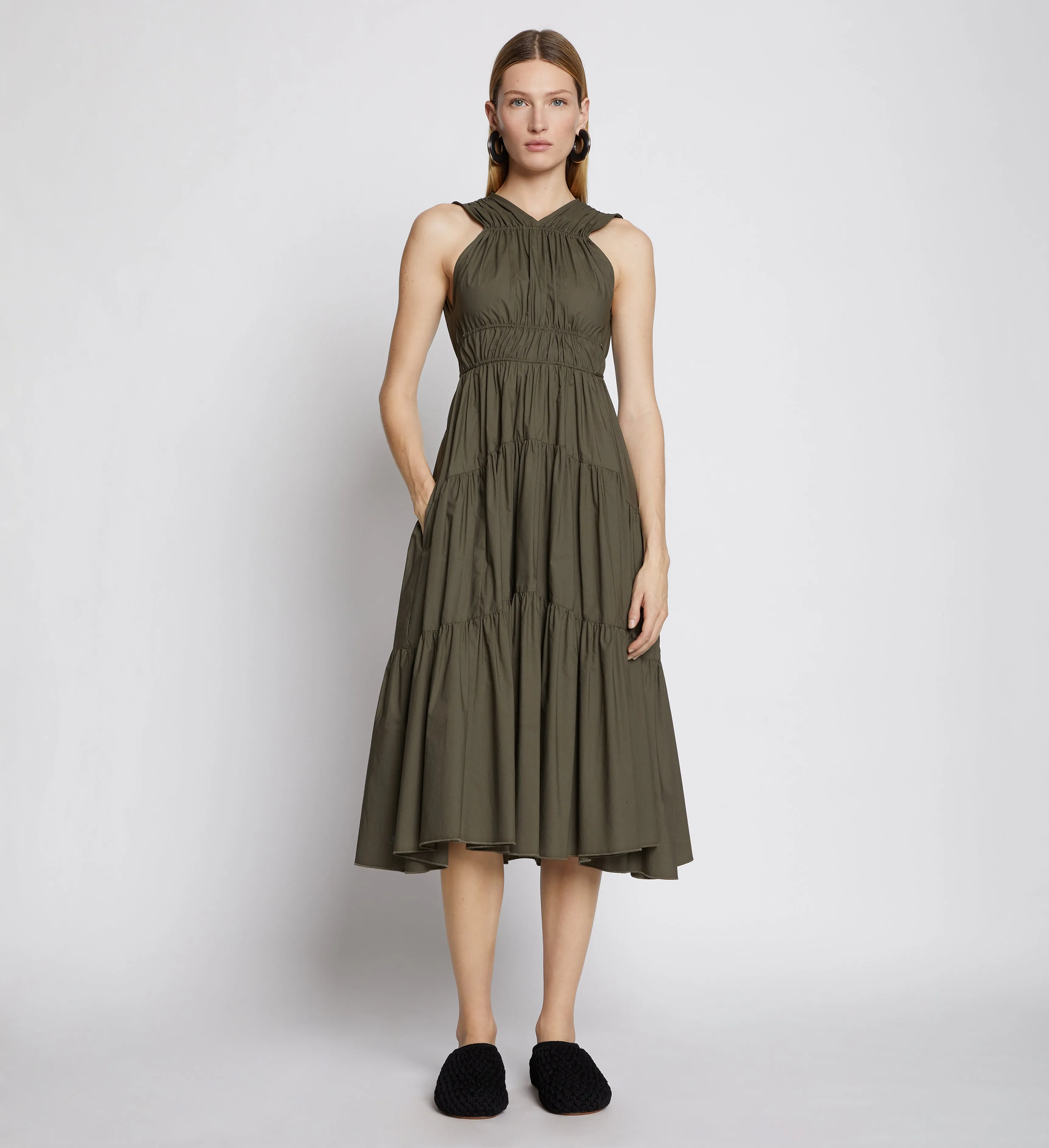 Poplin Gathered Tiered Dress sold by Proenza Schouler product image thumbnail 2