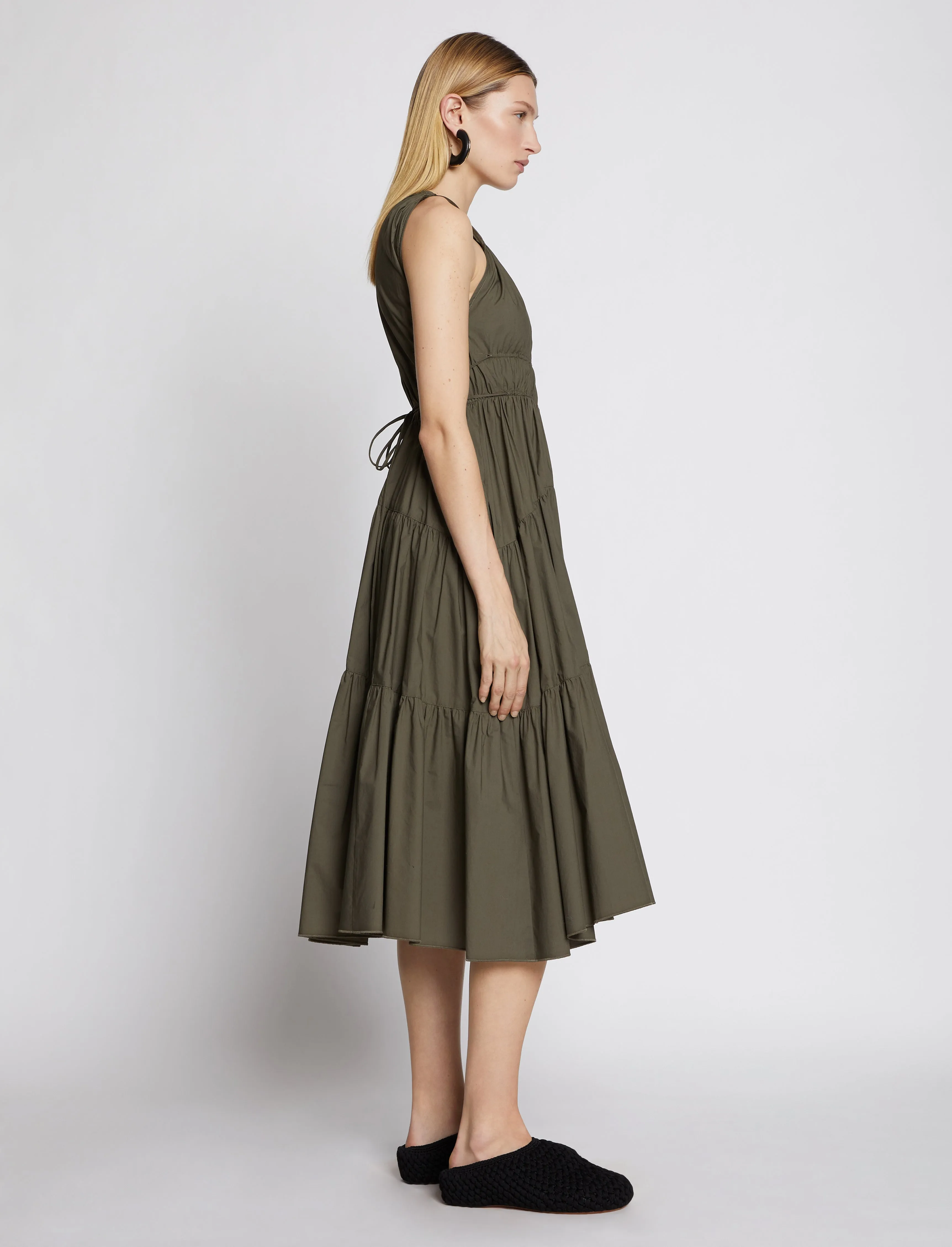 Poplin Gathered Tiered Dress sold by Proenza Schouler product image thumbnail 3