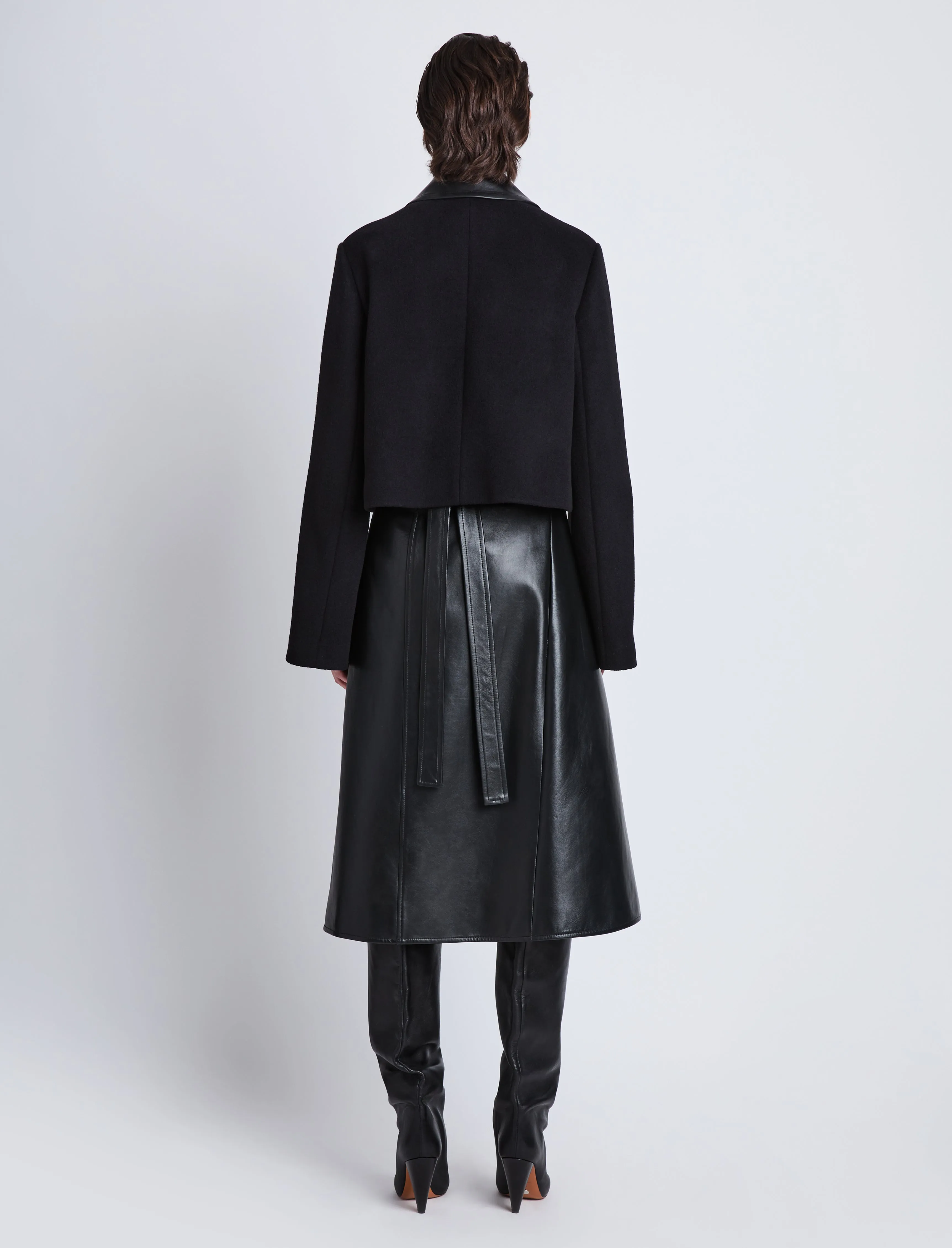 Bridget Cropped Jacket With Leather Collar in Wool sold by Proenza Schouler product image thumbnail 5