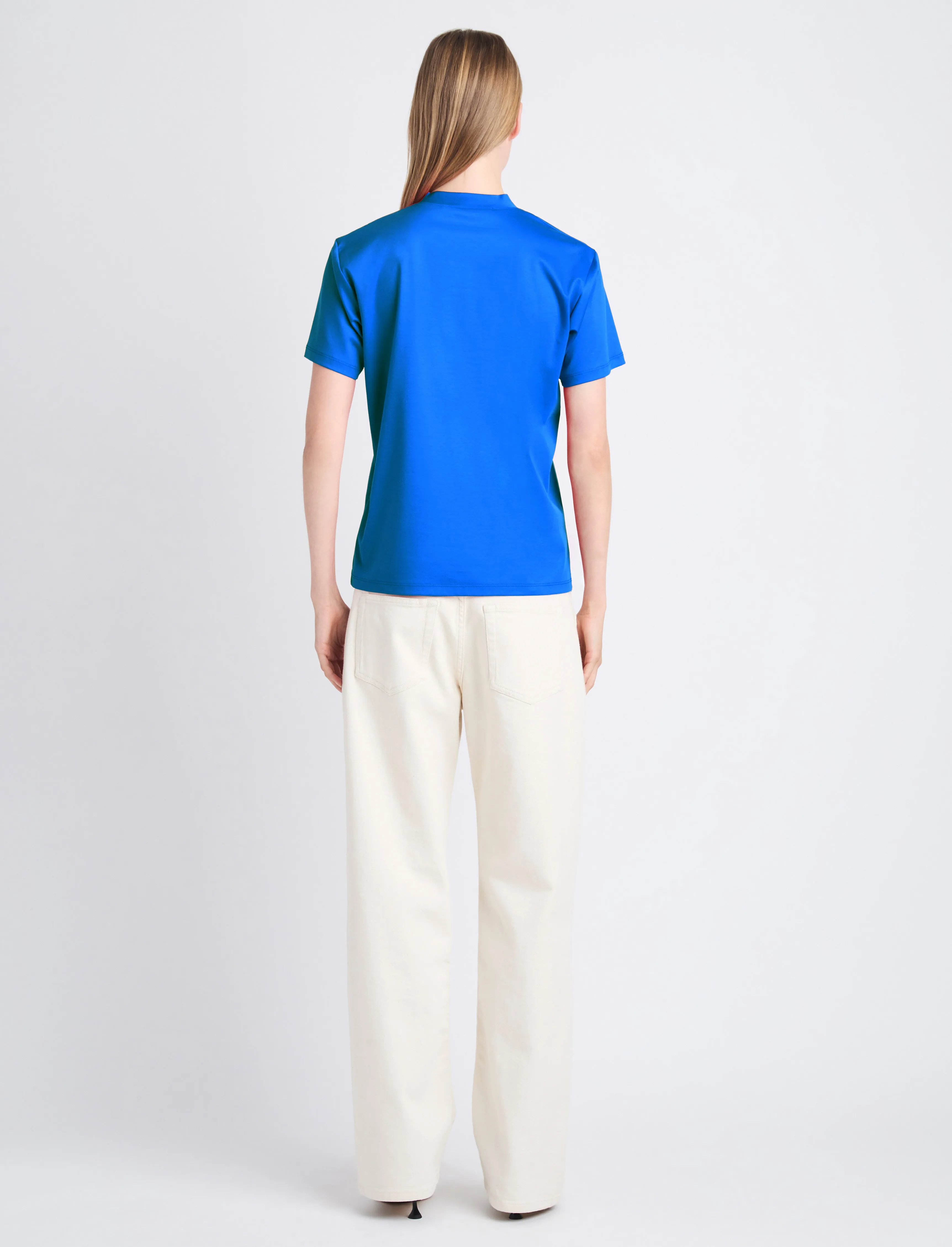 Talia Monogram V-Neck T-Shirt in Eco Cotton Jersey sold by Proenza Schouler product image thumbnail 4